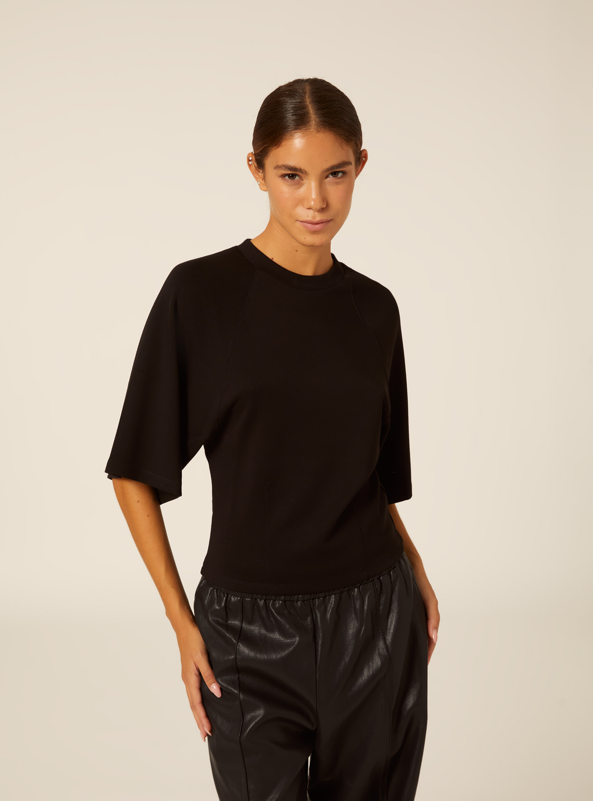 T-shirt soft touch, BK1 BLACK