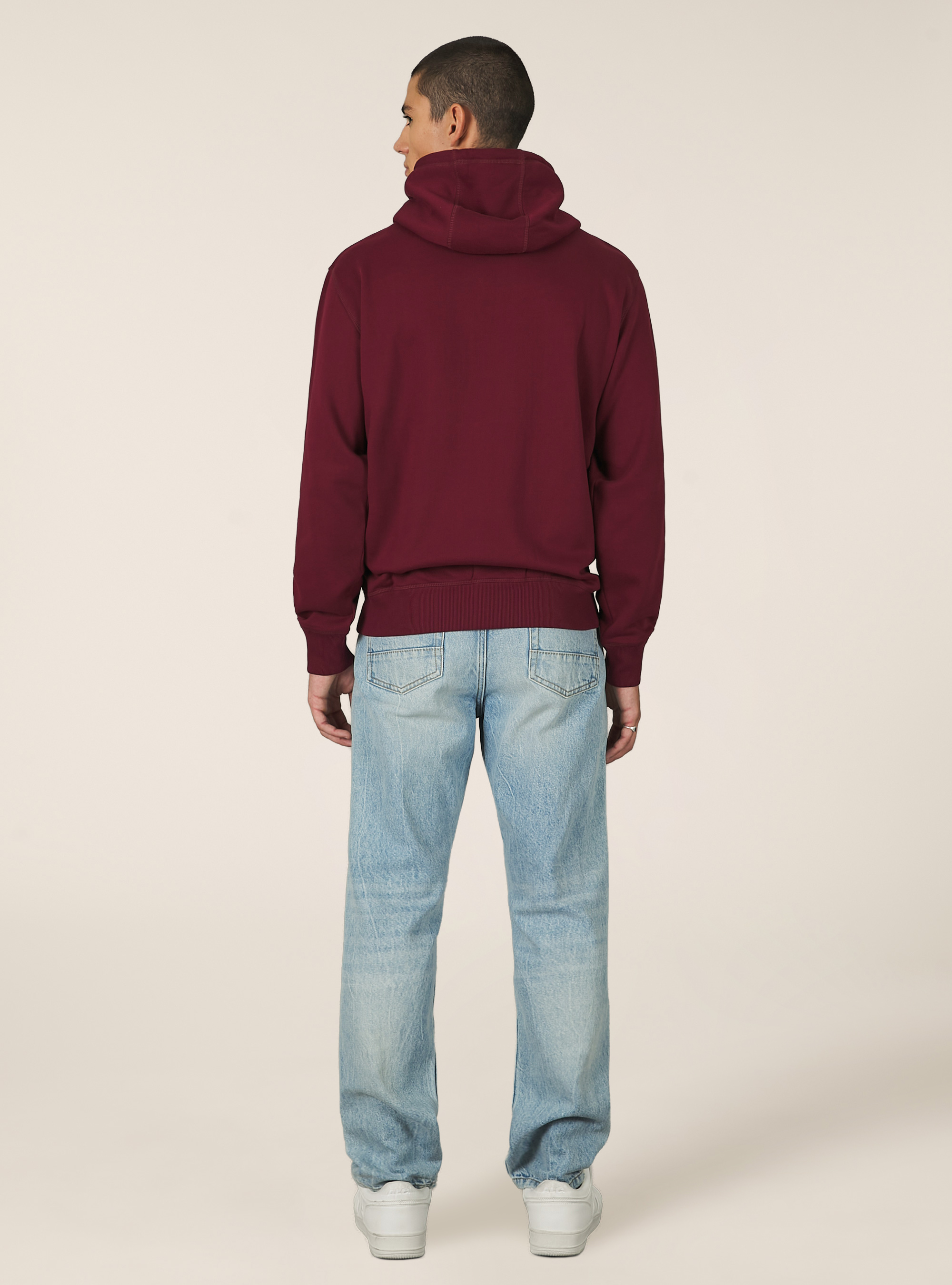 Felpa cappuccio con patch ricamata, BO1 BORDEAUX DARK