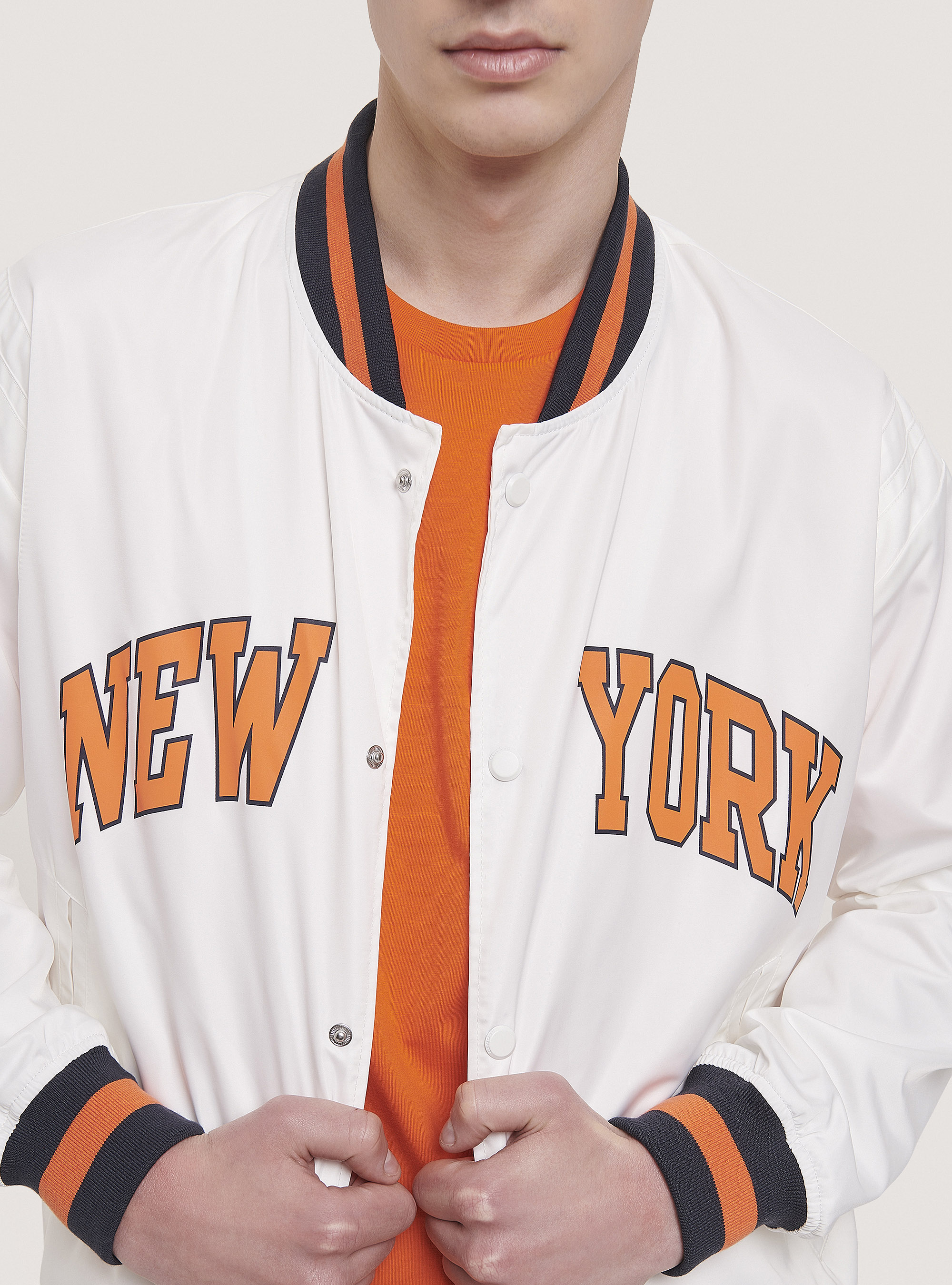 Satin college bomber jacket, C0020 OFF WHITE