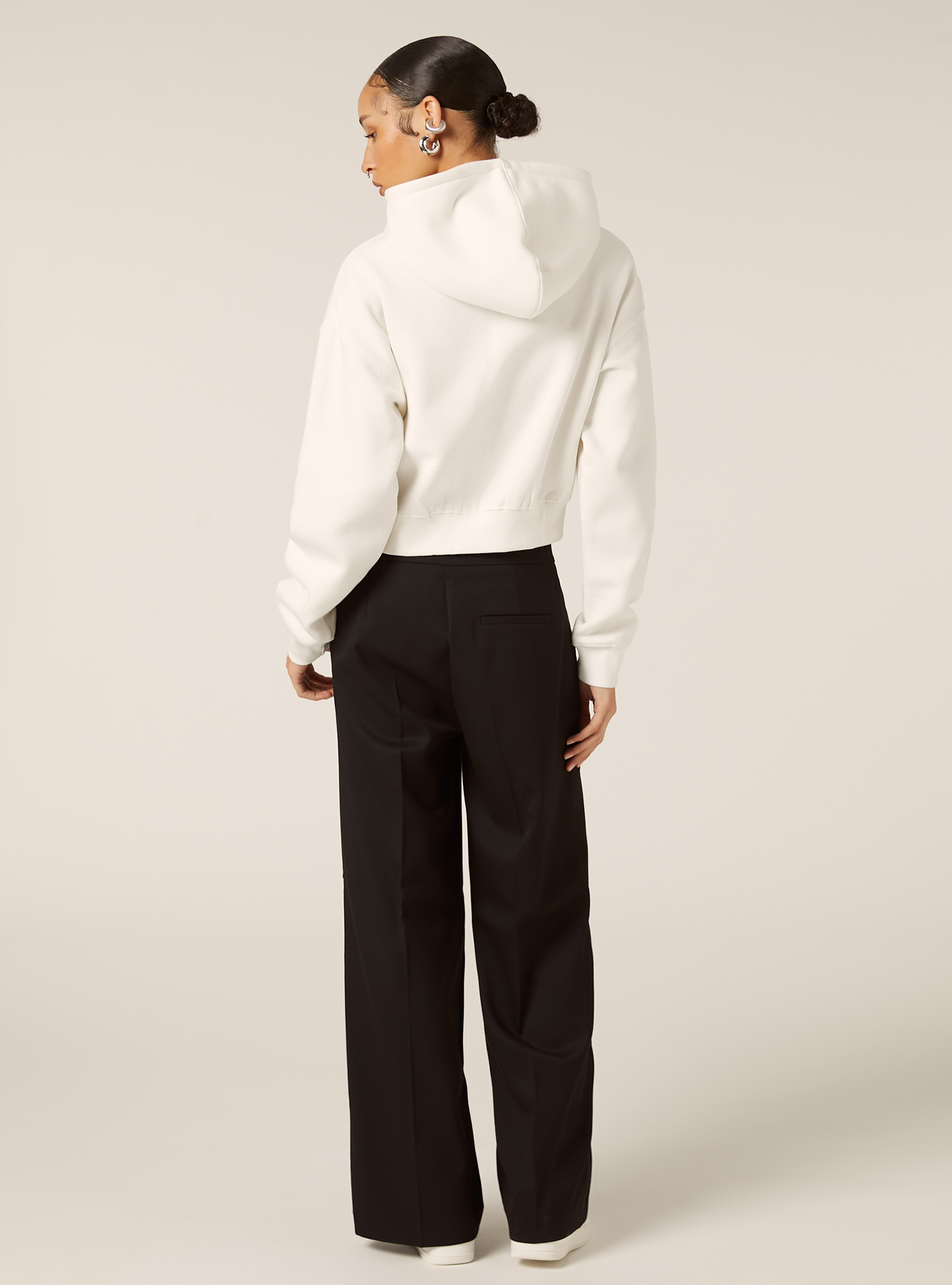 Boxy fit sweatshirt with half zip, WH2 WHITE