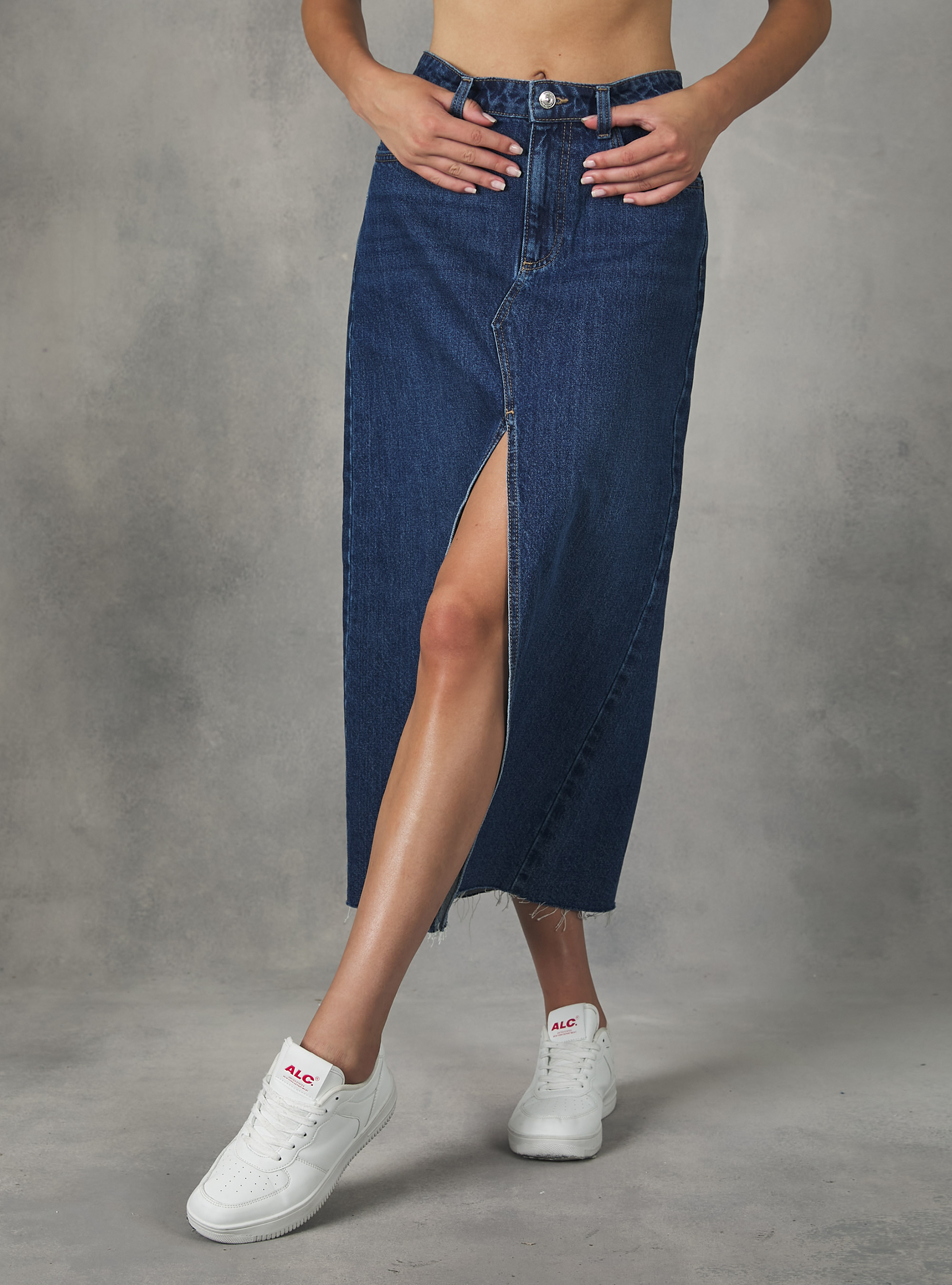 Denim long skirt, D003 MEDIUM BLUE