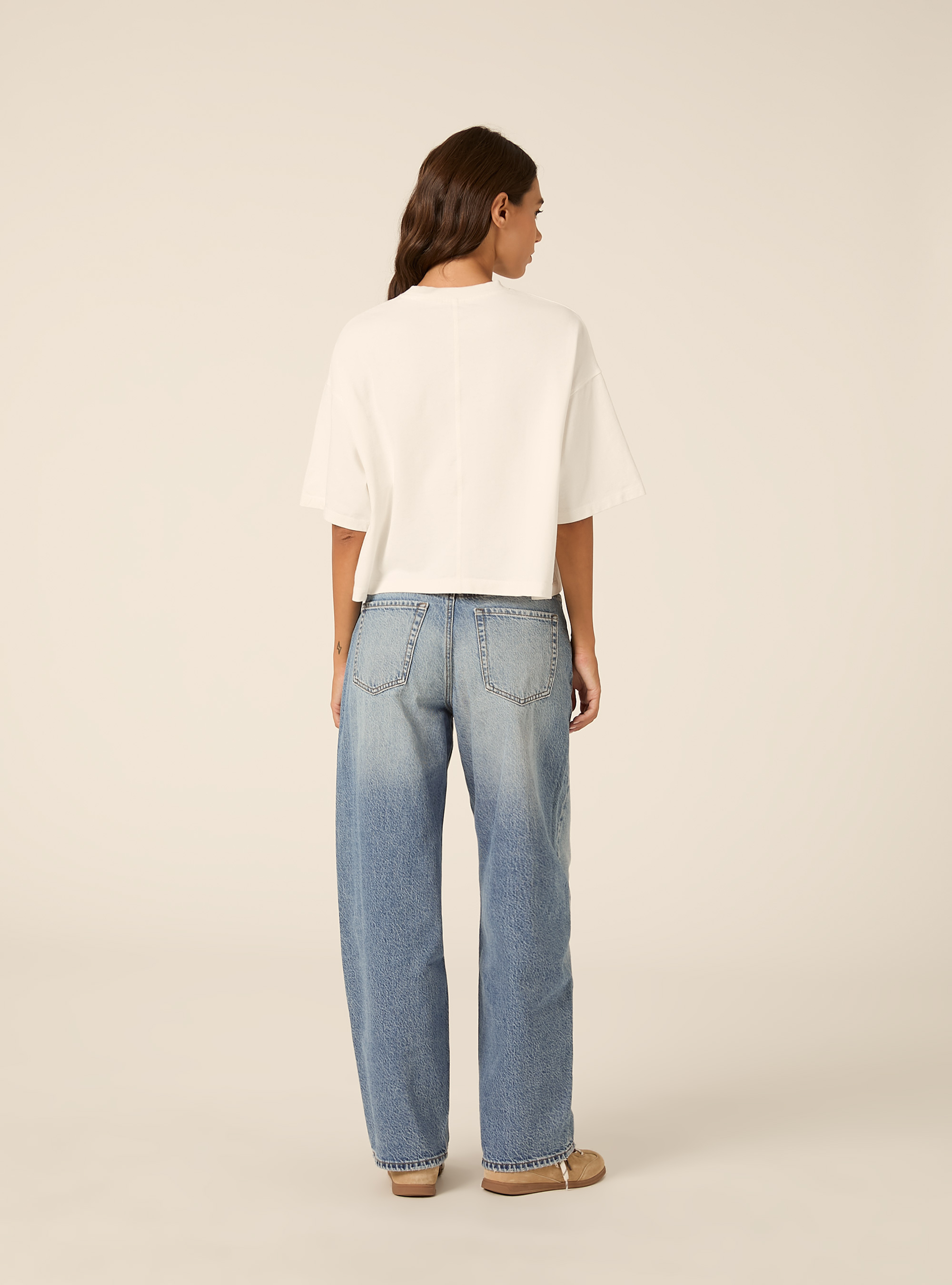 Jean coupe barrel taille haute, D005 LIGHT BLUE