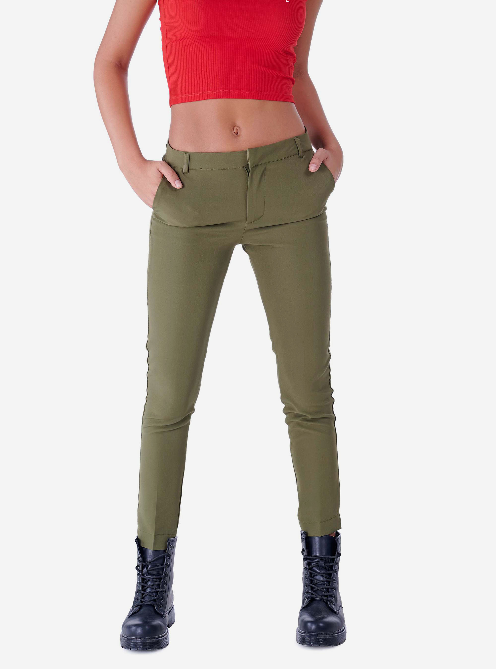 Skinny fit trousers, KAKI