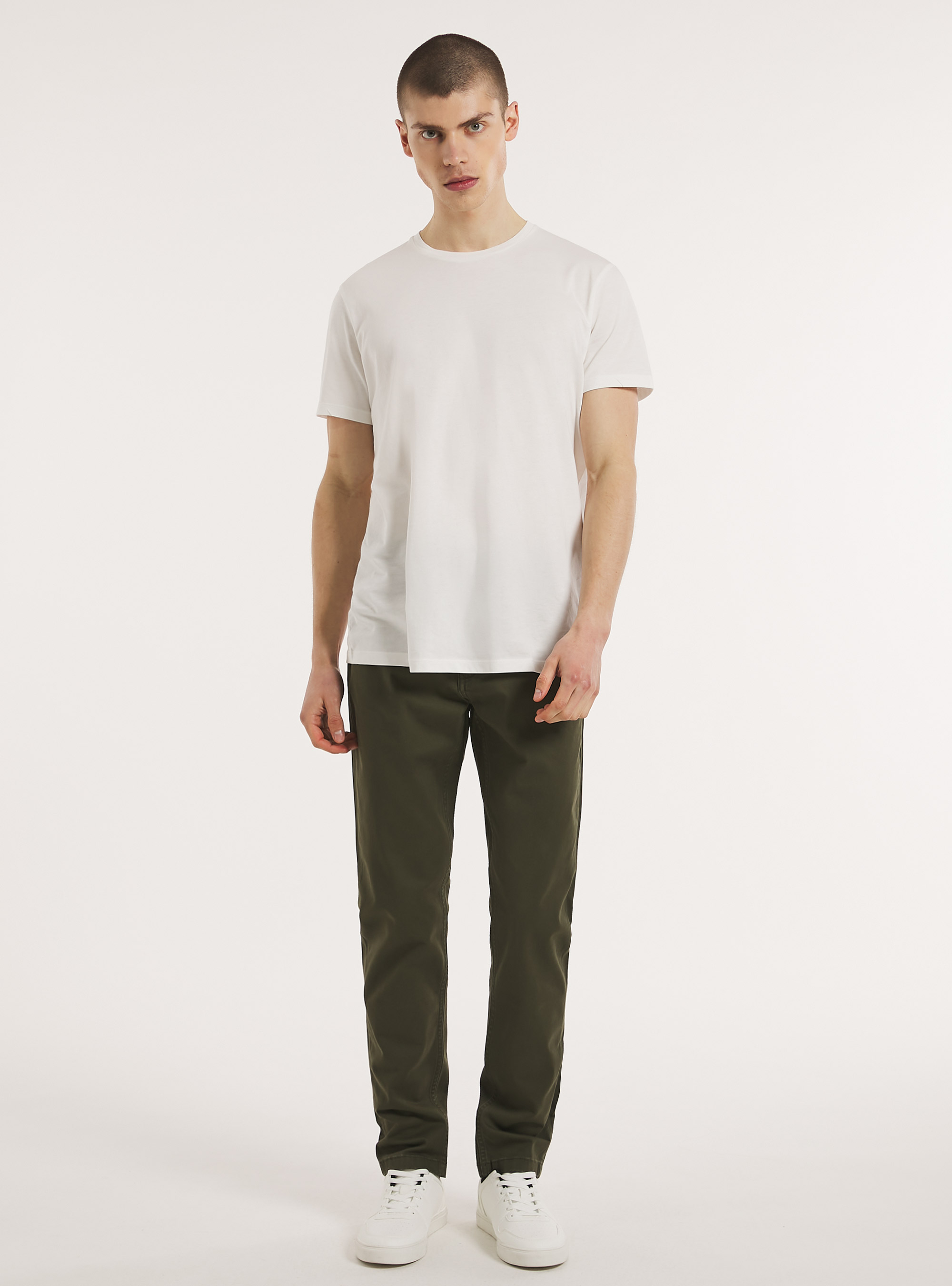 Skinny fit cotton trousers, KY2 KAKY MEDIUM