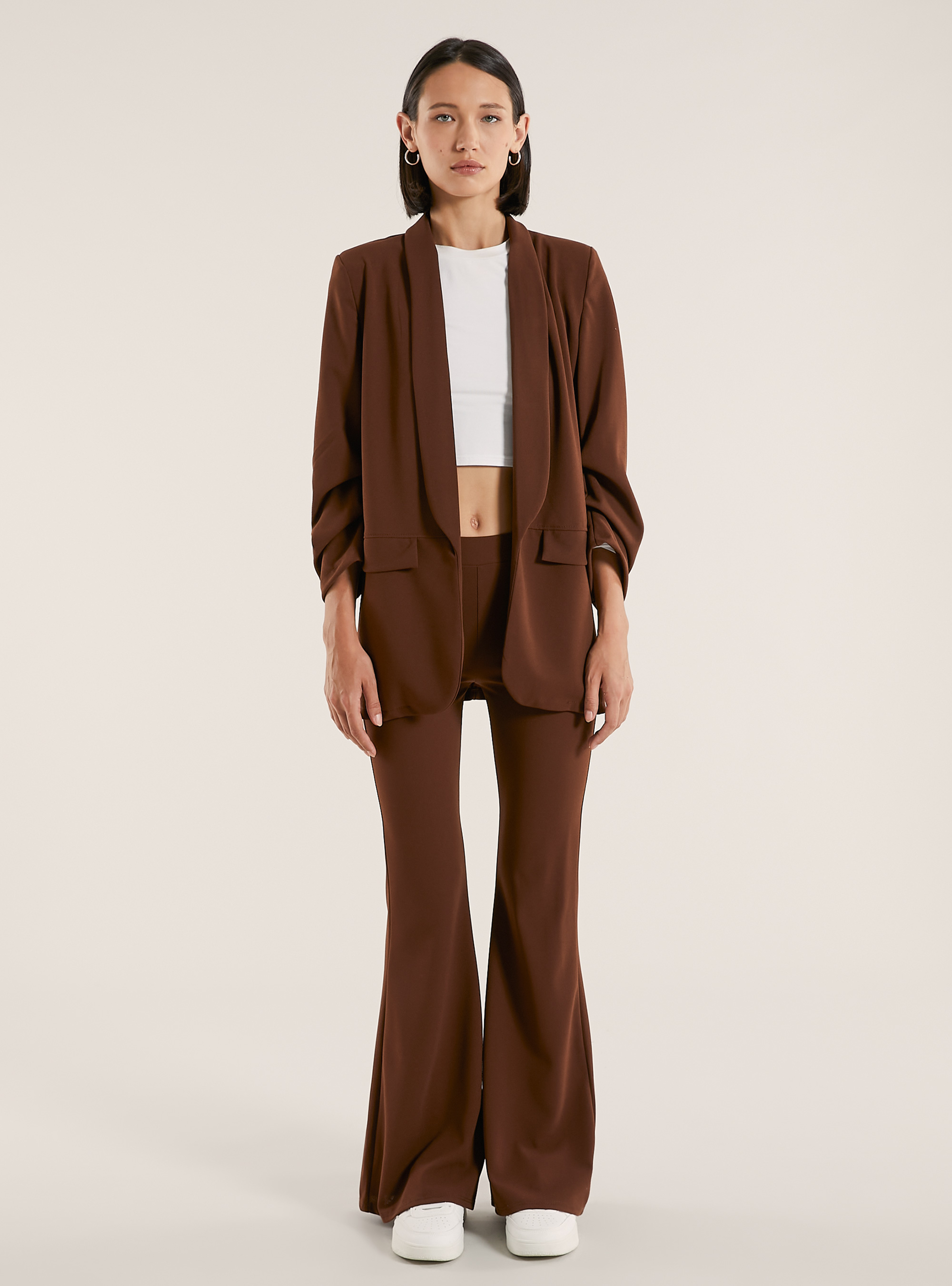 Blazer ouvert en scuba, BR2 BROWN MEDIUM