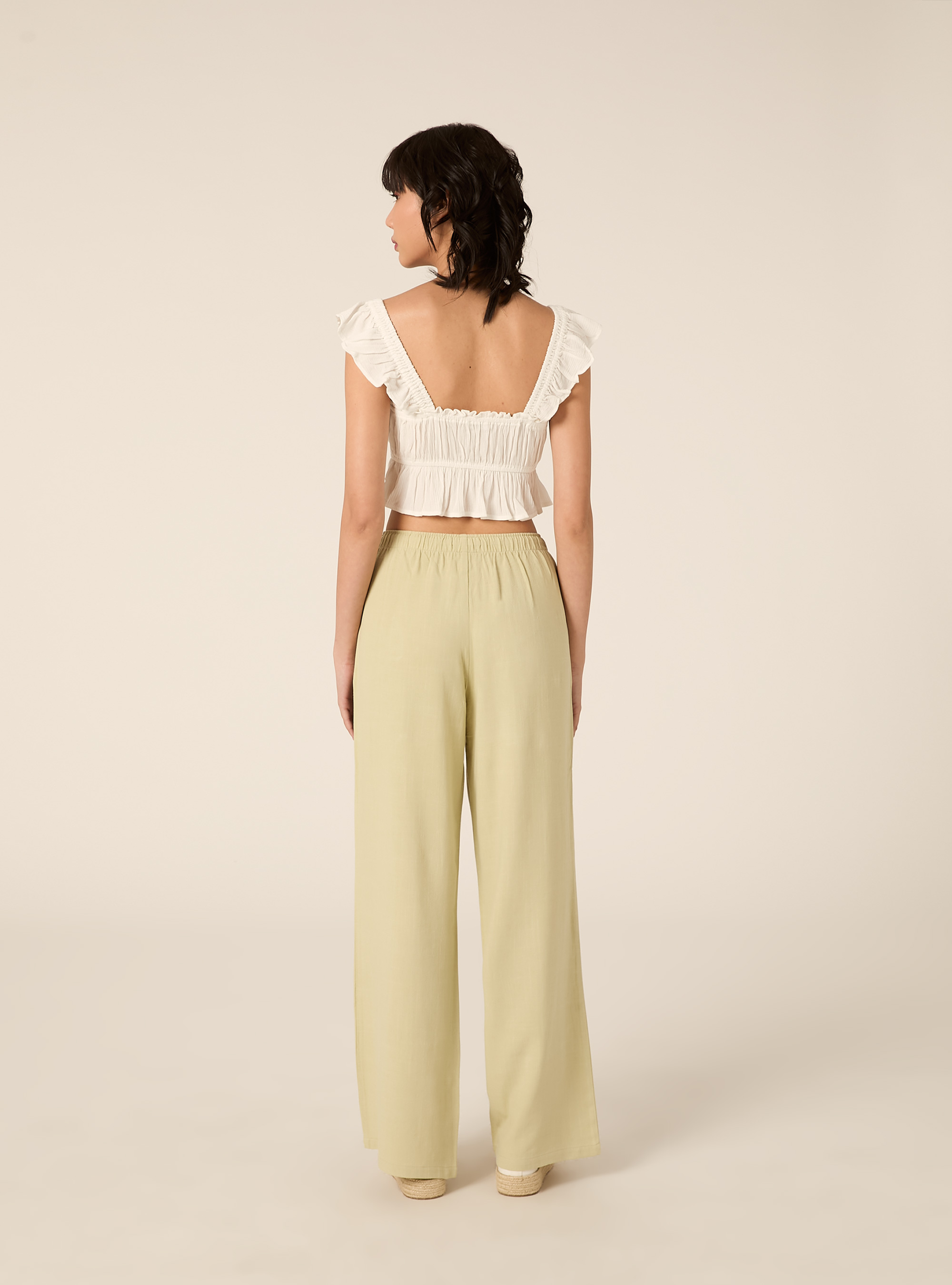 Top in crepe con volant, WH2 WHITE