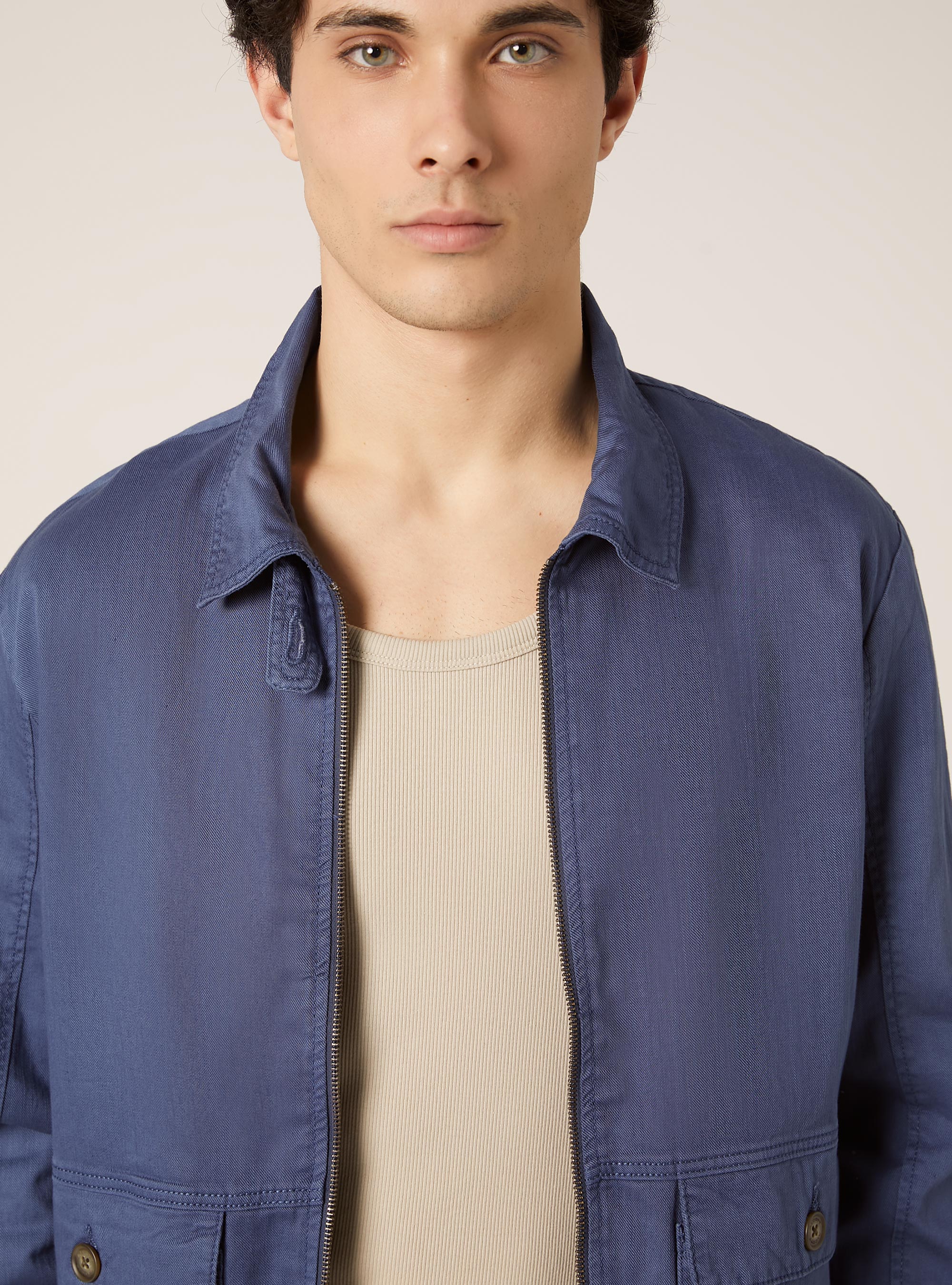 Bomberjacke aus einer Leinenmischung mit großen Taschen, NA2 NAVY MEDIUM