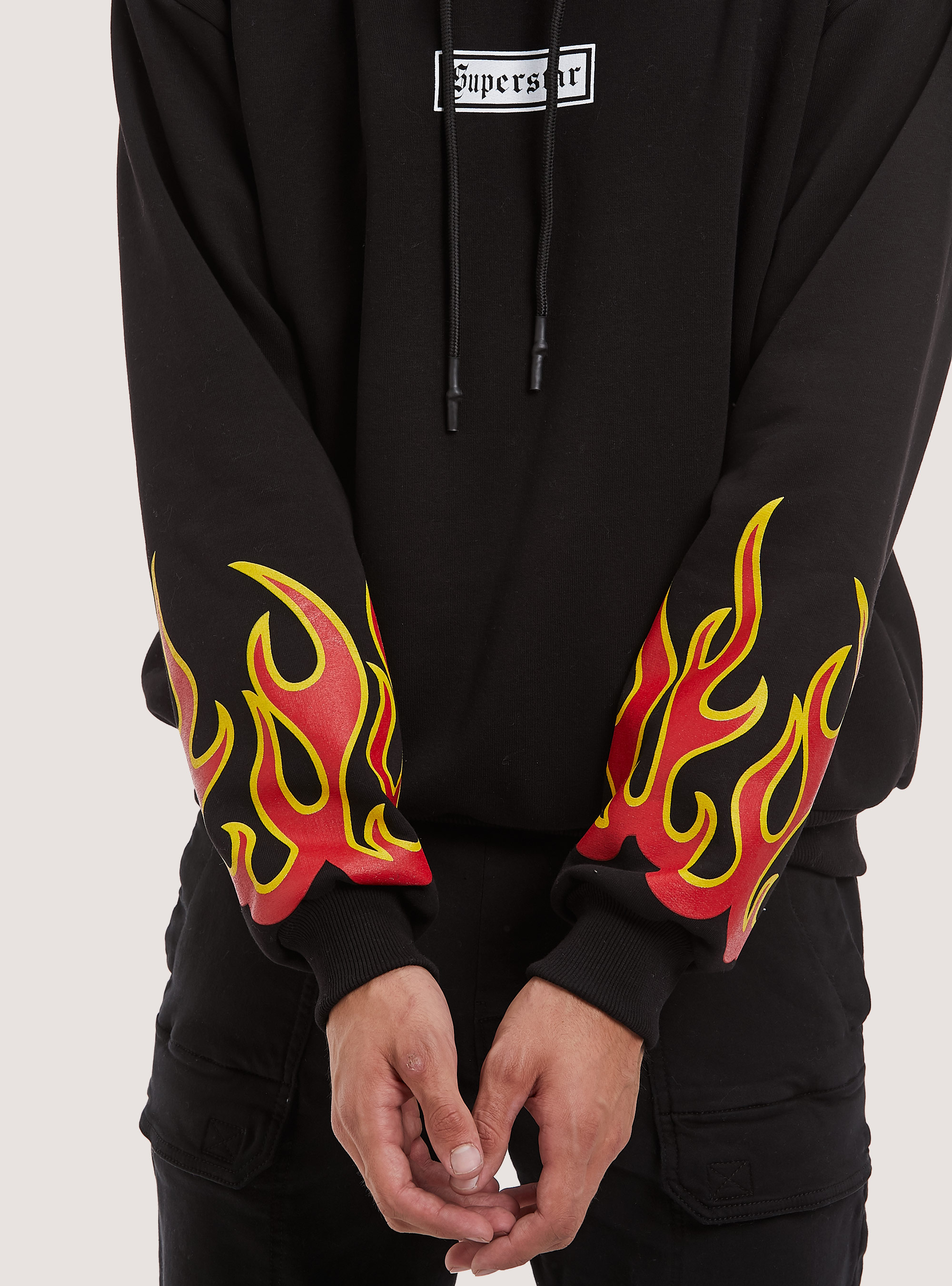 Sweat-shirt avec impression Flames Collection, BK1 BLACK