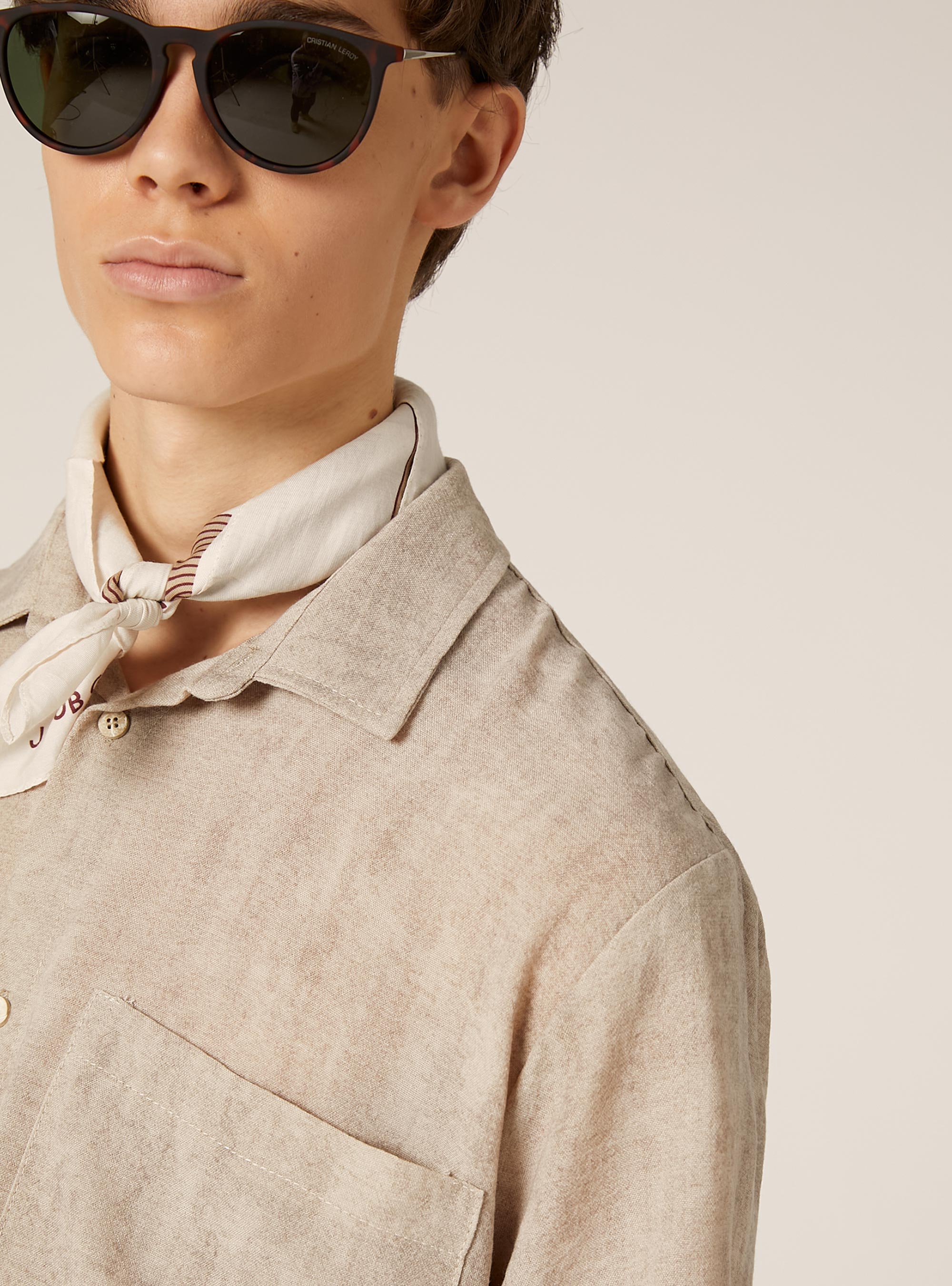 Chemise avec boutons &agrave; effet marbr&eacute;, BG2 BEIGE MEDIUM