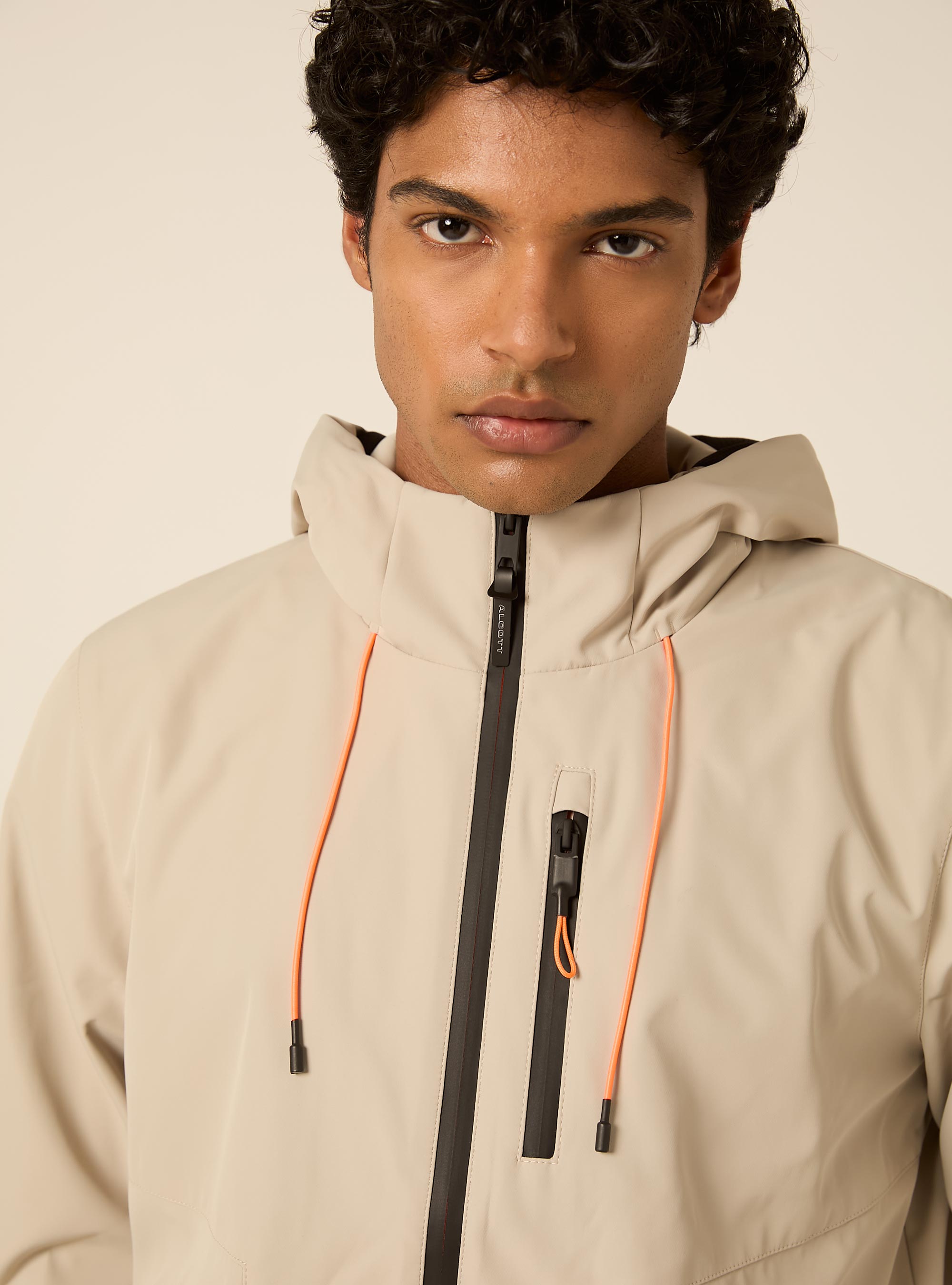Bomber antivento con cappuccio, CR3 CREAM LIGHT