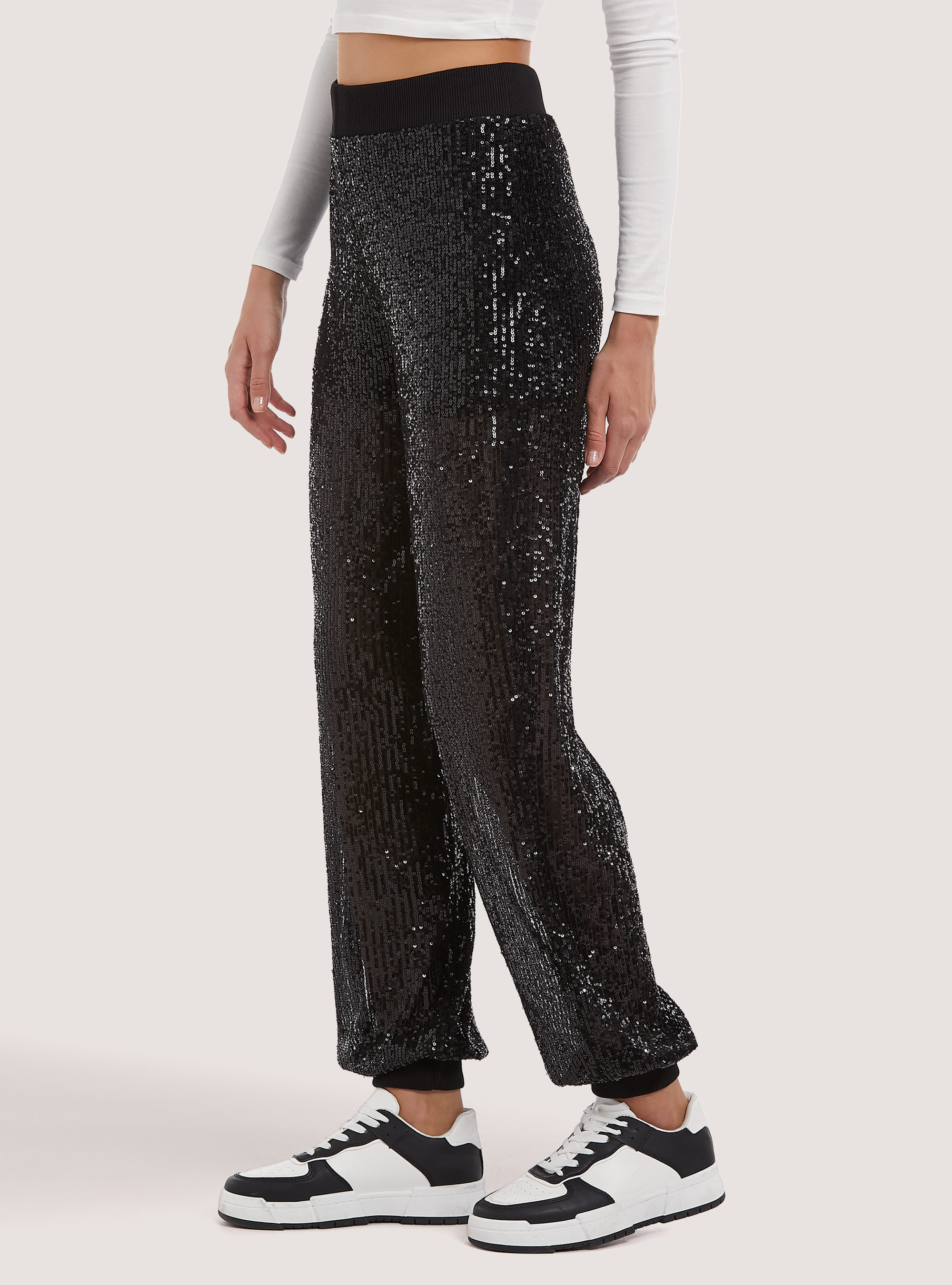 Jogger in pailetttes, BK1 BLACK