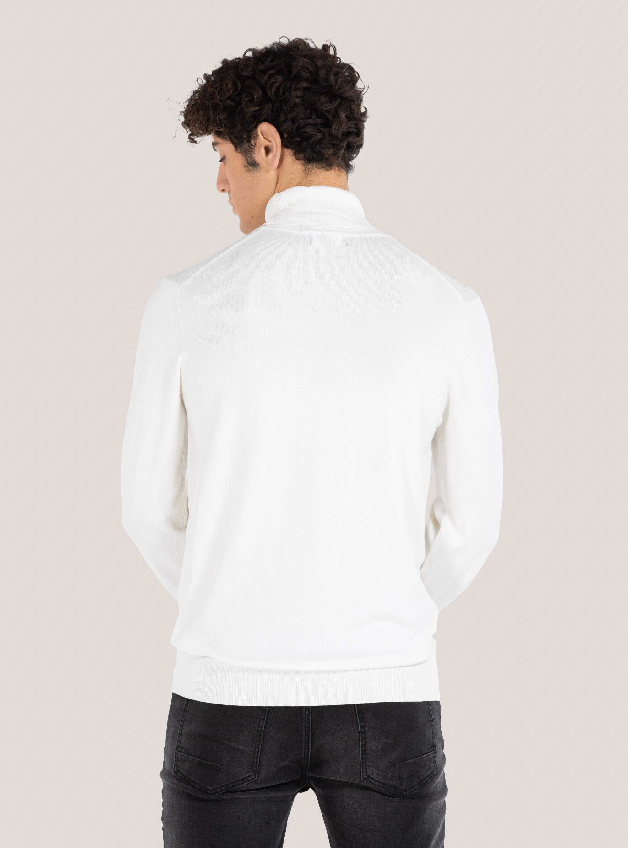 Basic turtleneck pullover, WHITE