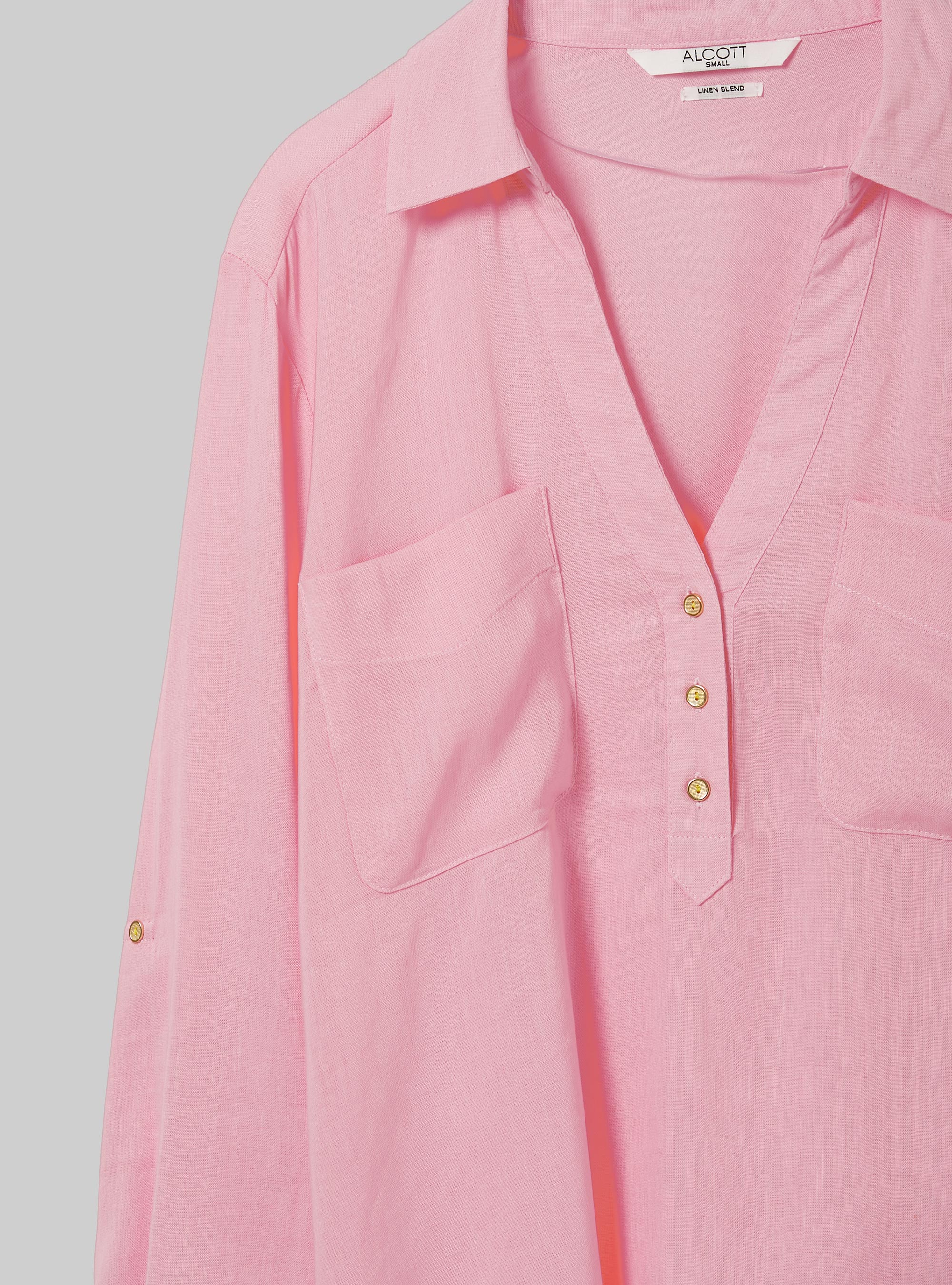 Blusa in puro lino, PK3 PINK LIGHT