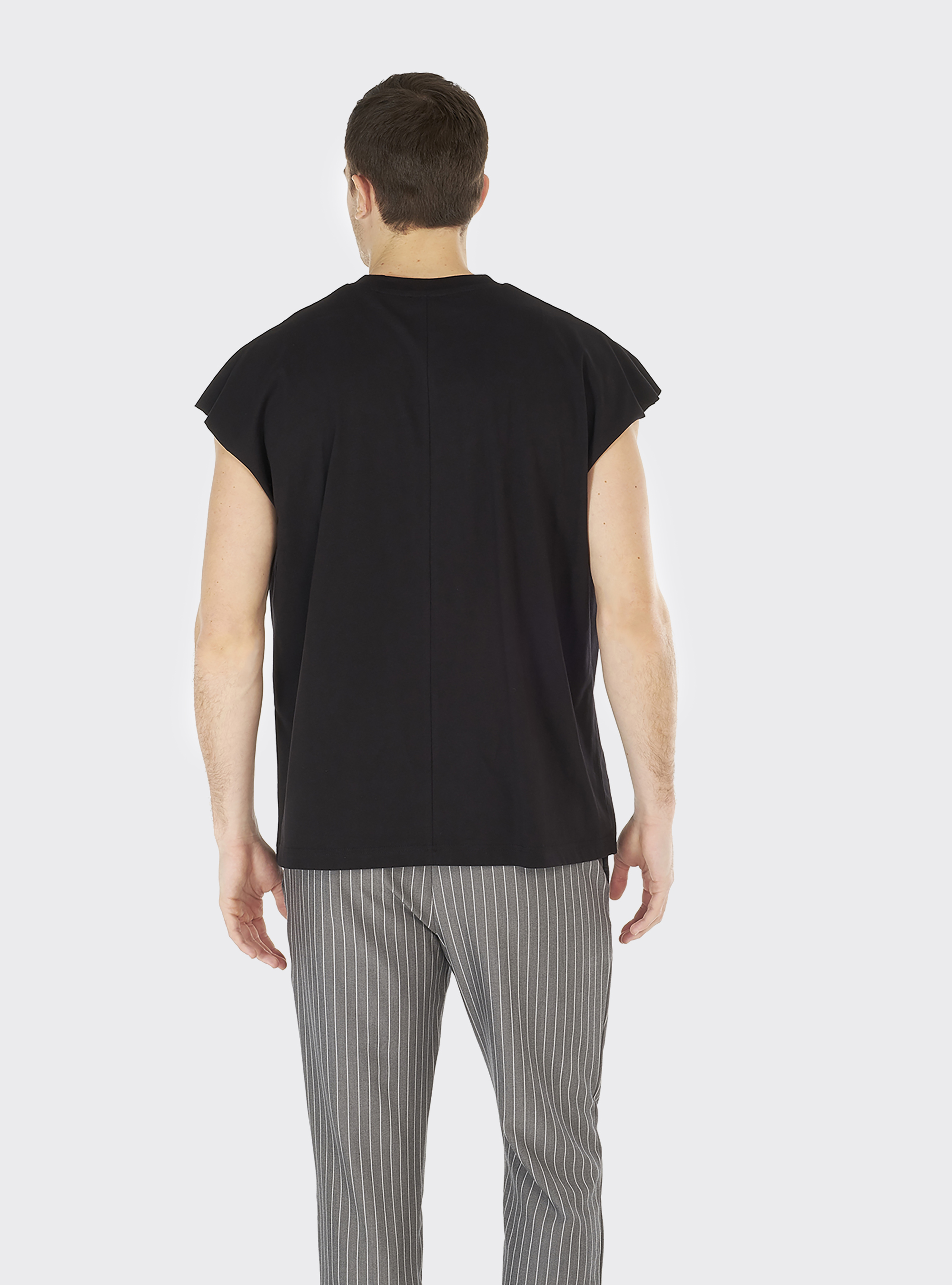 T-shirt basic with short sleeves, BLACK