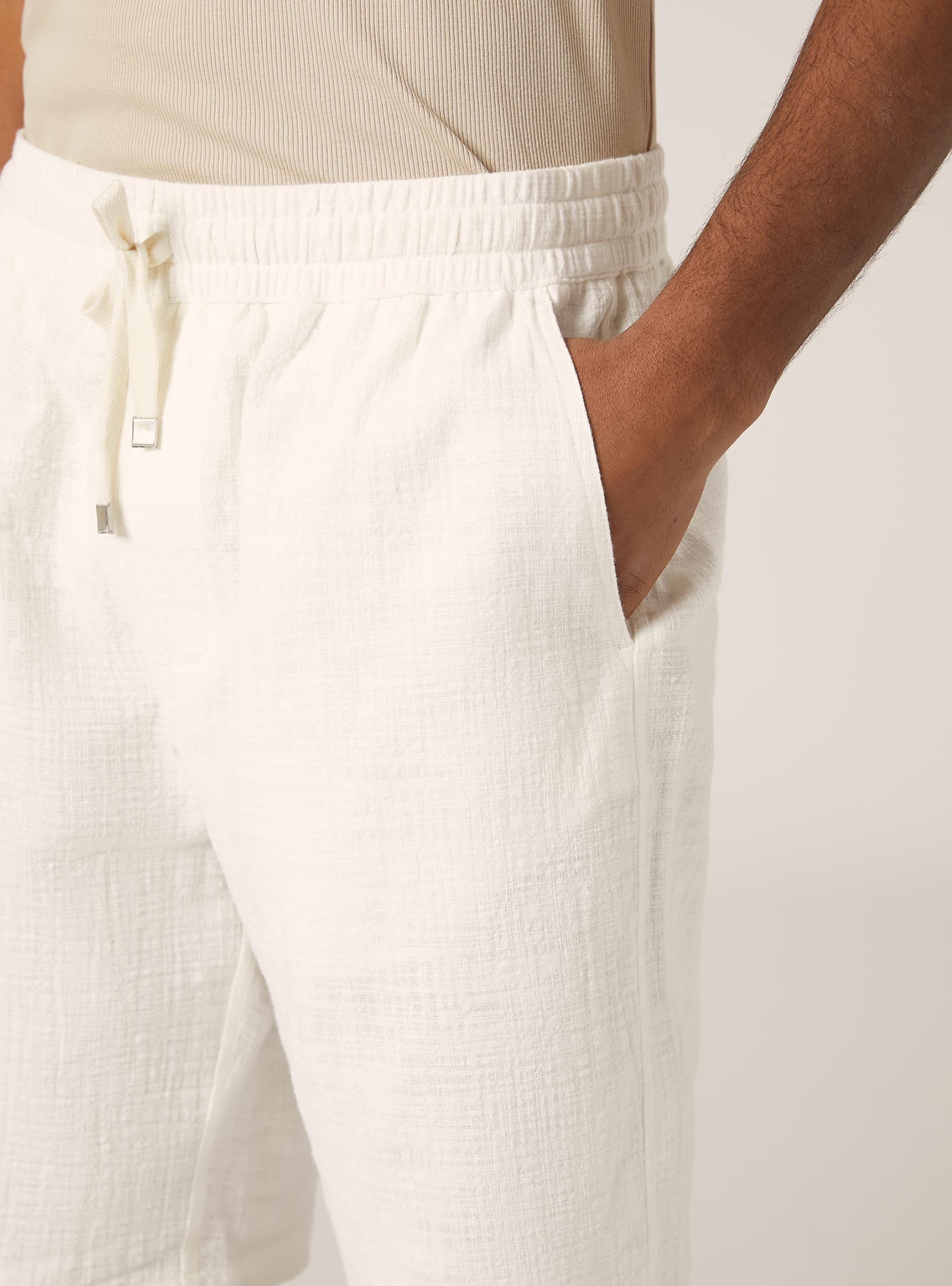 Cotton bermuda shorts with elastic waistband, WH2 WHITE