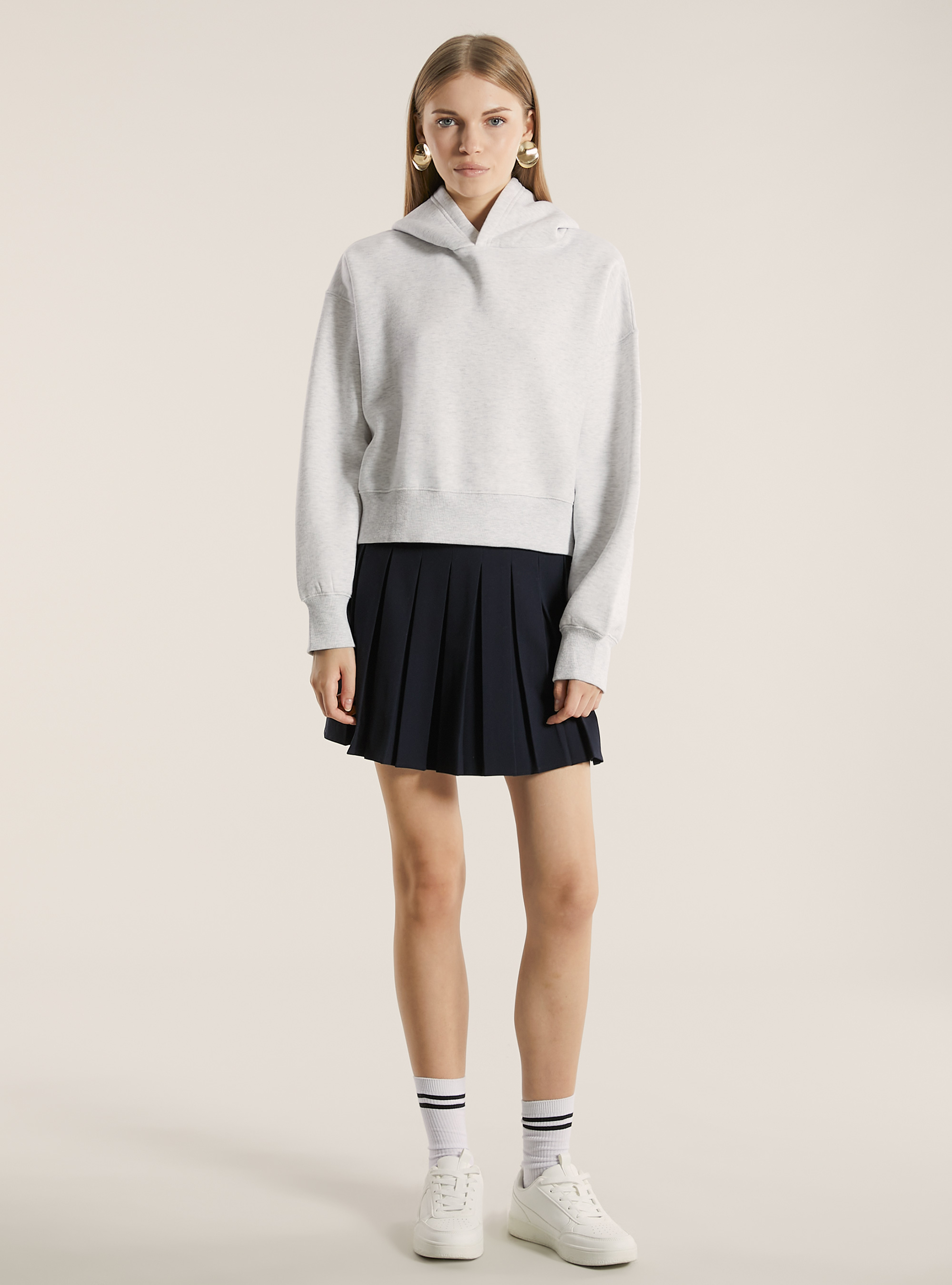 Kapuzensweatshirt in Boxy-Passform, MGY3 GREY MEL LIGHT