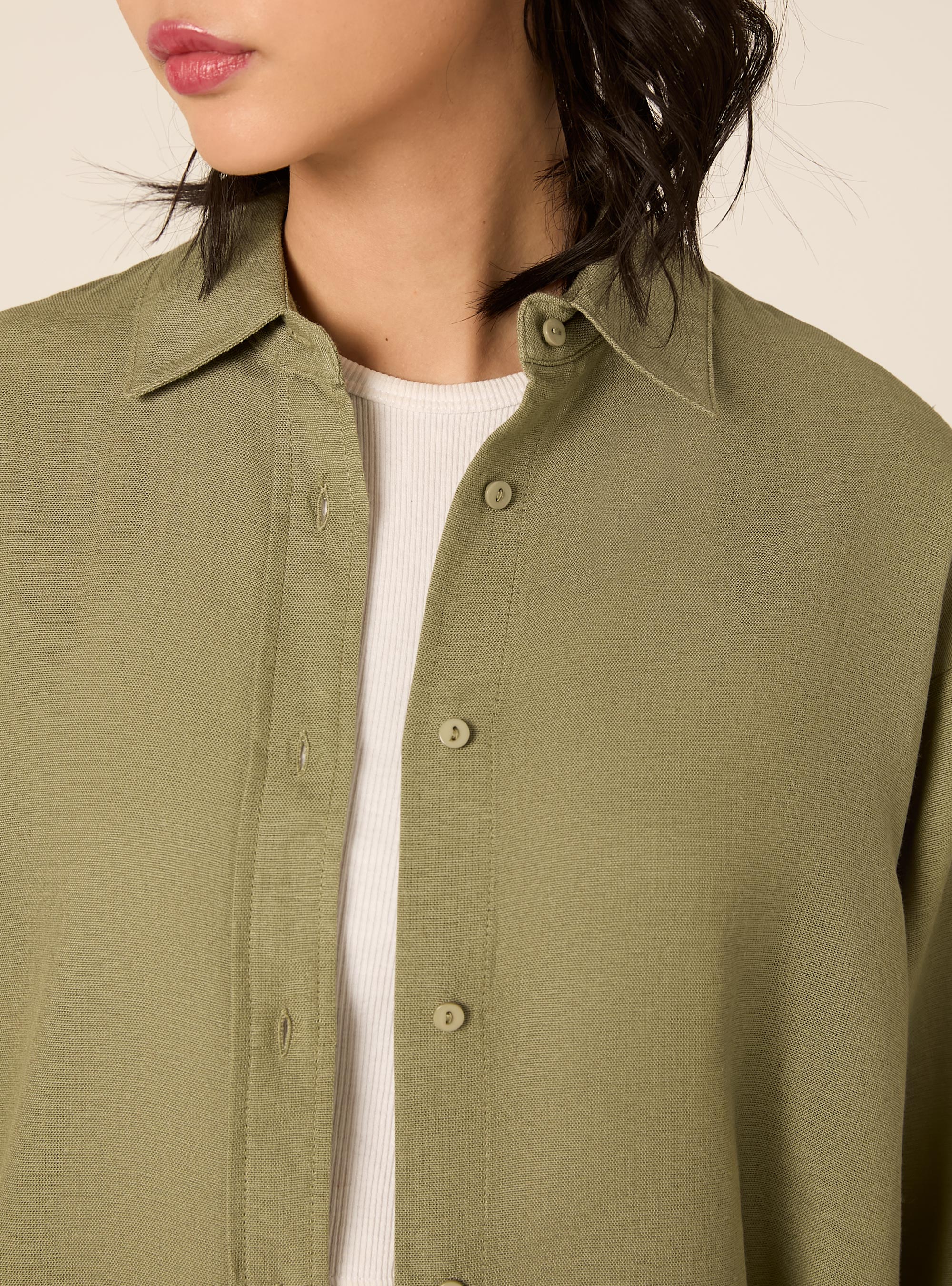 Camicia in misto lino tinta unita, KY2 KAKY MEDIUM