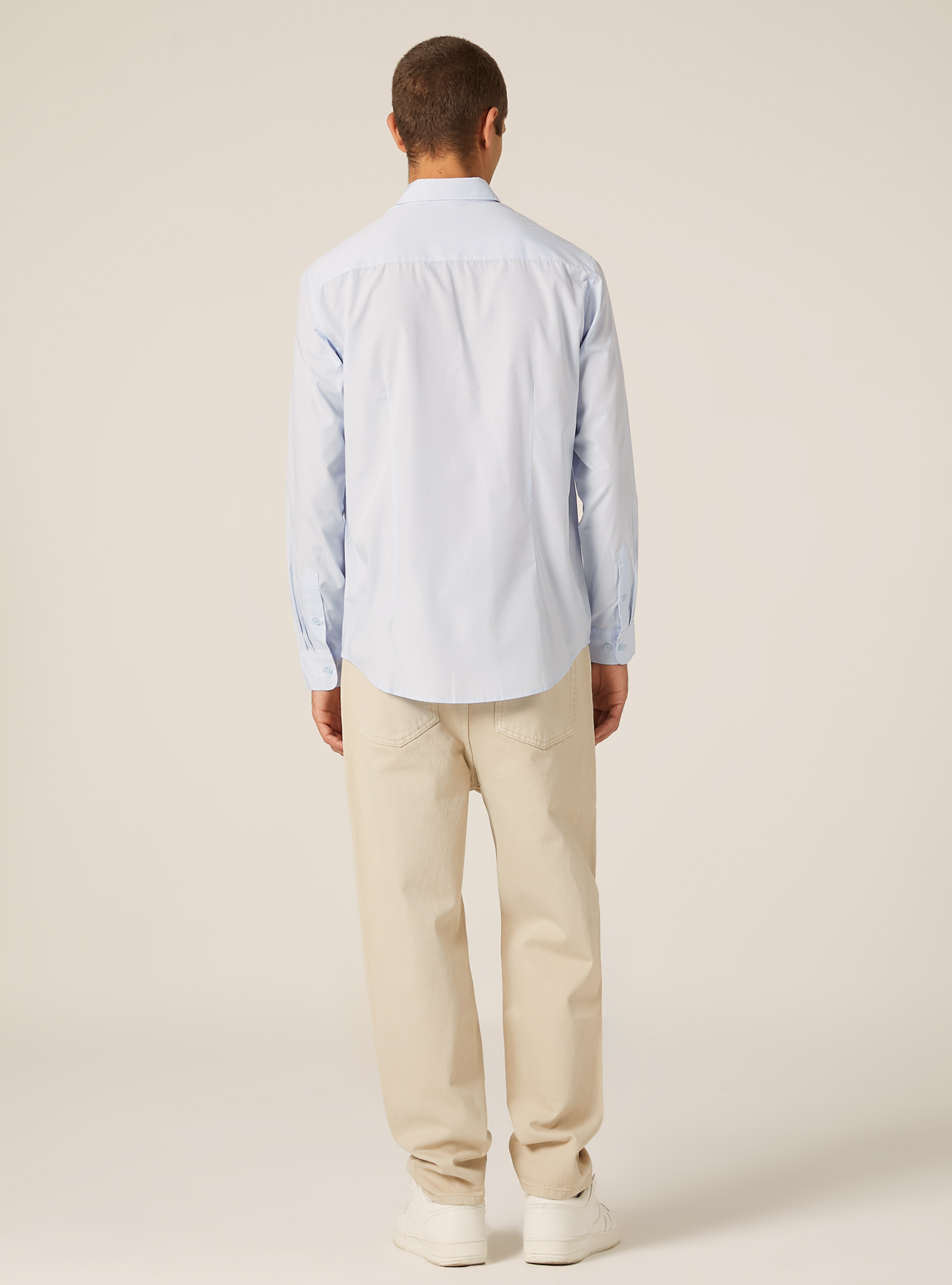 Camicia a manica lunga in tinta unita, AZ1 AZURE DARK