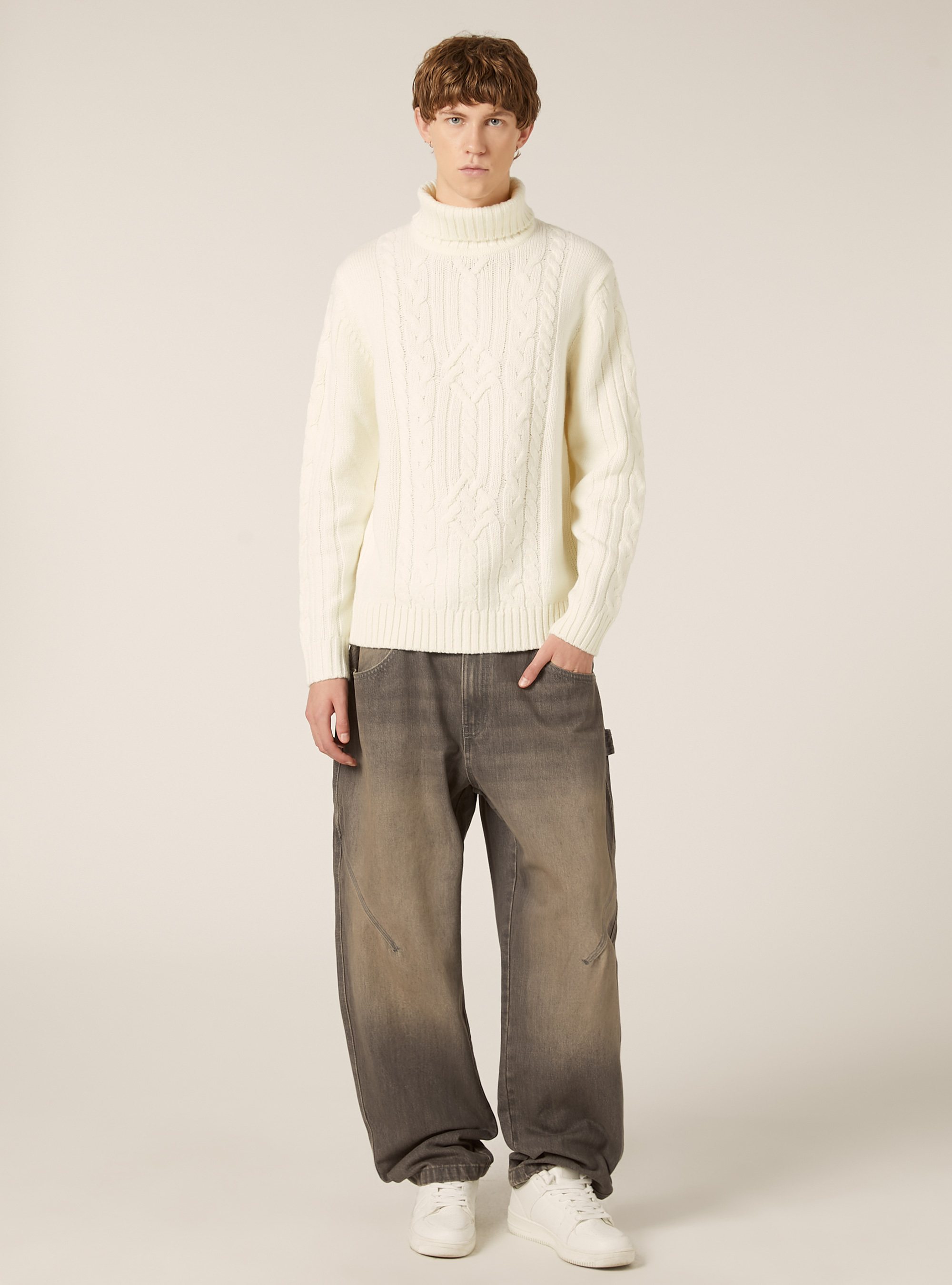 Maglione collo alto, WH1 OFF WHITE