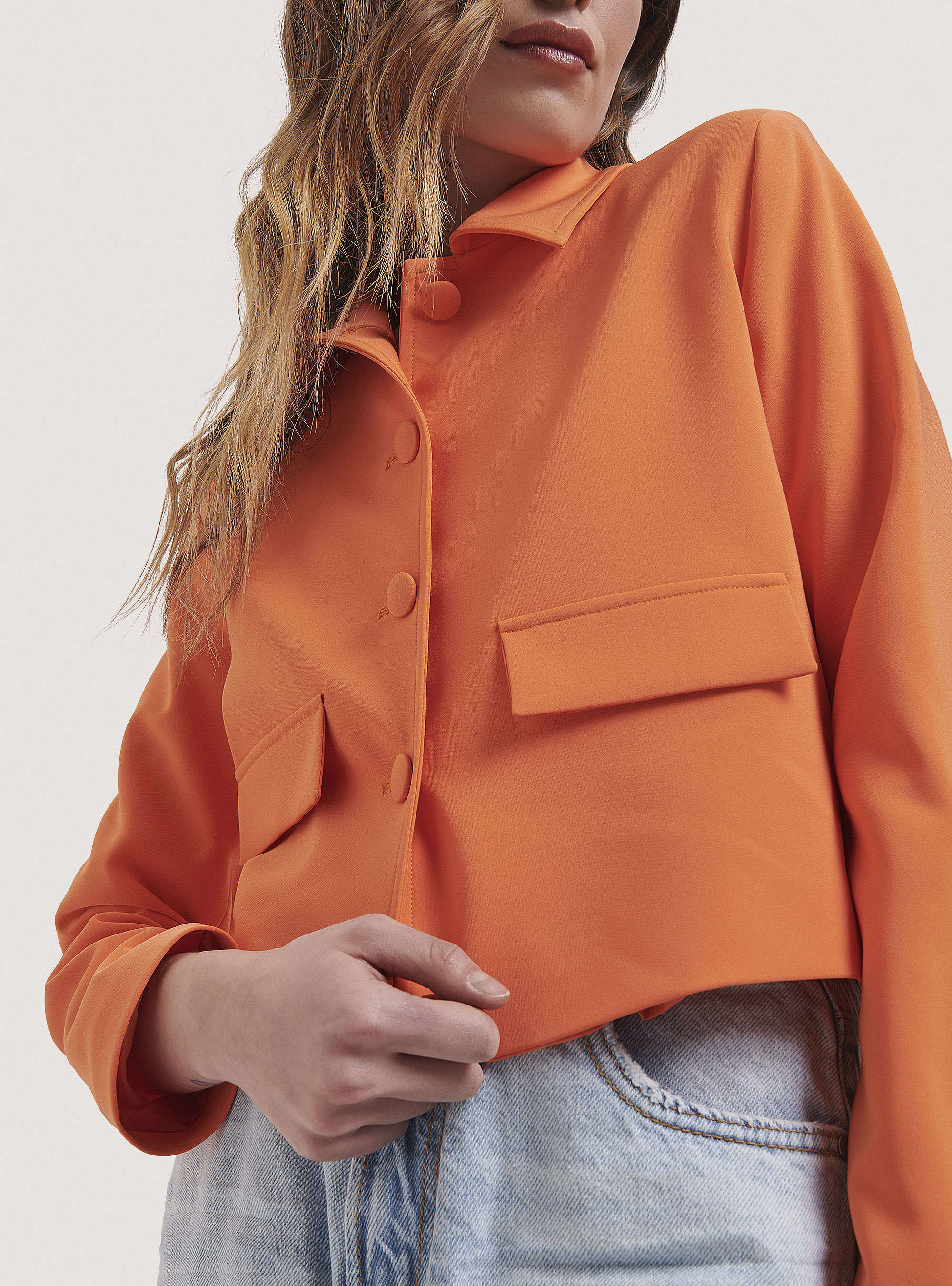 Blazer de color liso, C330 ORANGE