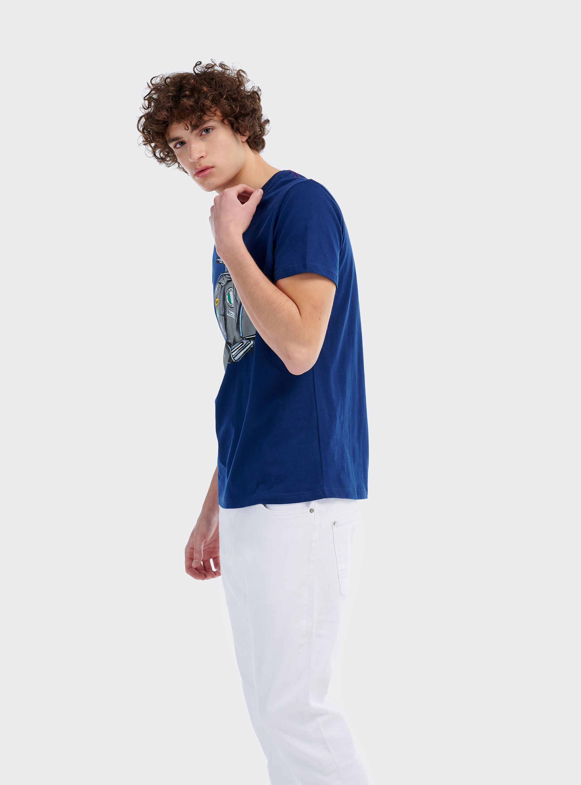 Maglietta con stampa vespa e logo Alcott, C0214 BLUE