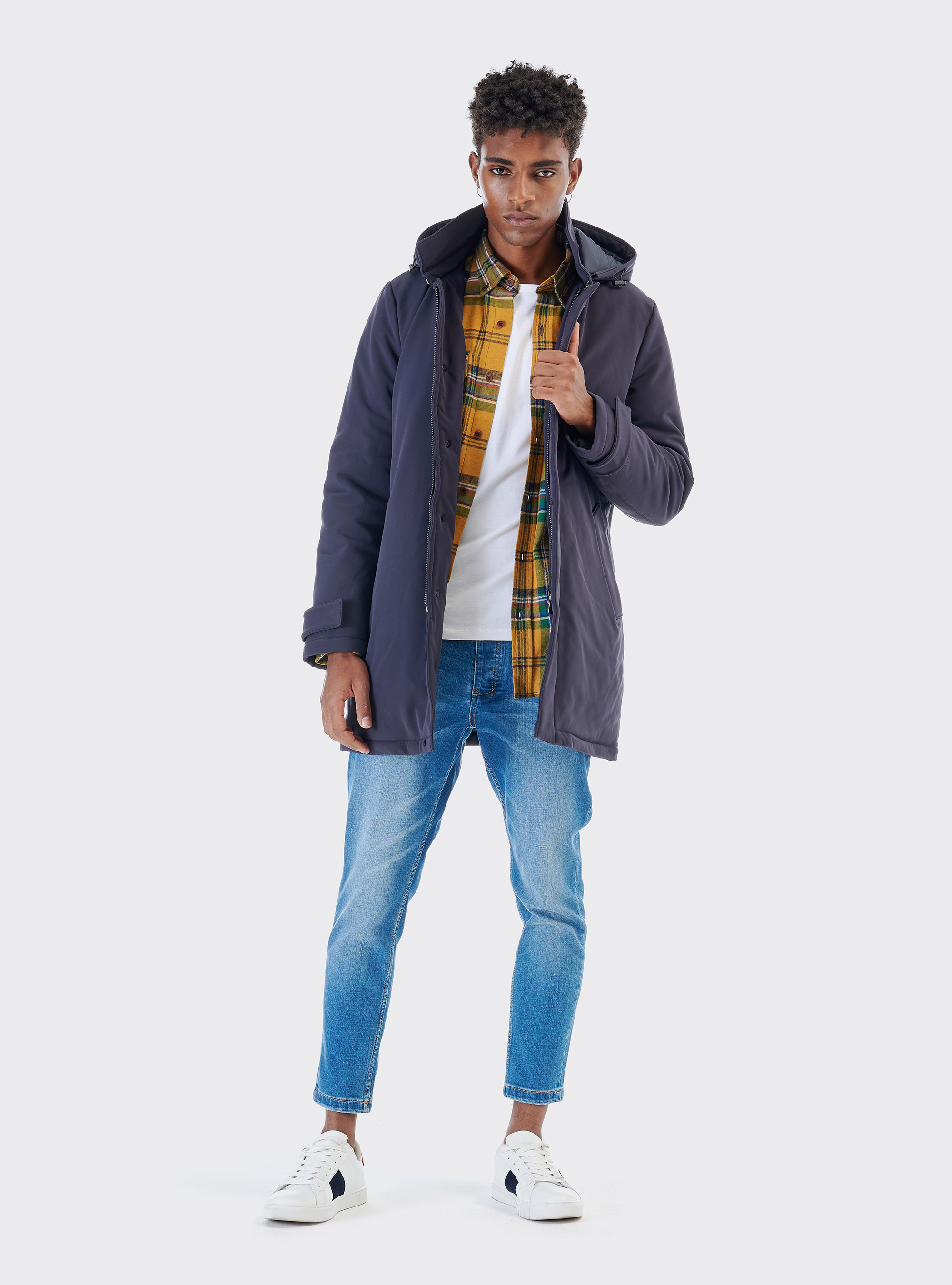 Camicia a quadri in cotone sostenibile, C7696 YELLOW