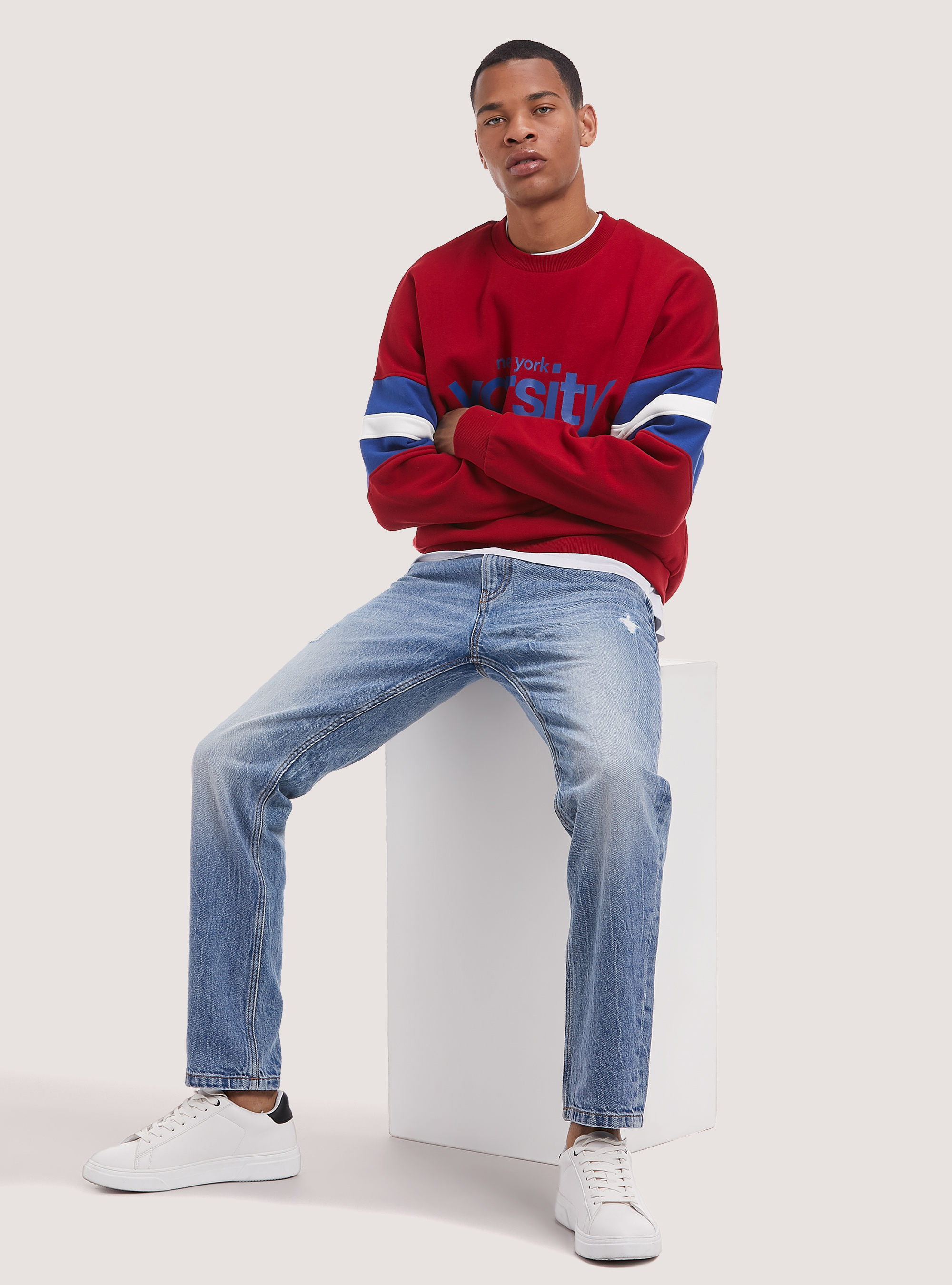 Varsity print sweatshirt, RD2 RED MEDIUM