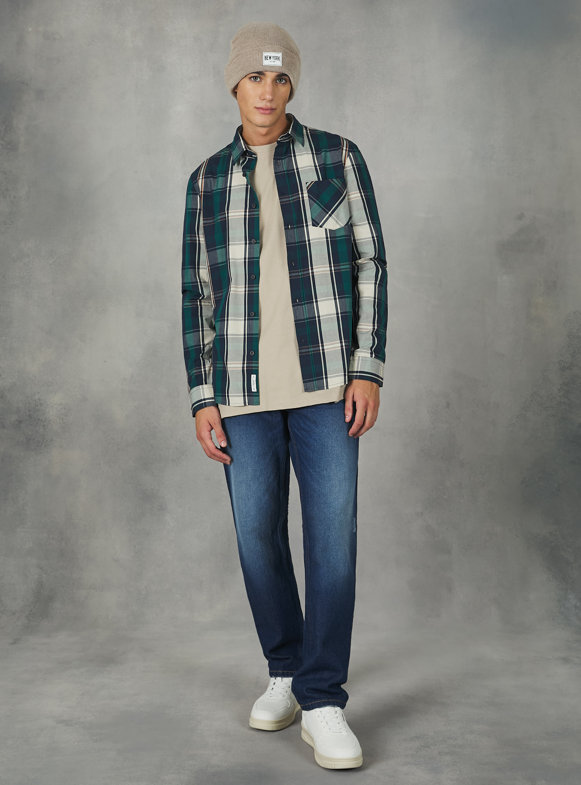 Camicia a quadri in cotone, GN1 GREEN DARK