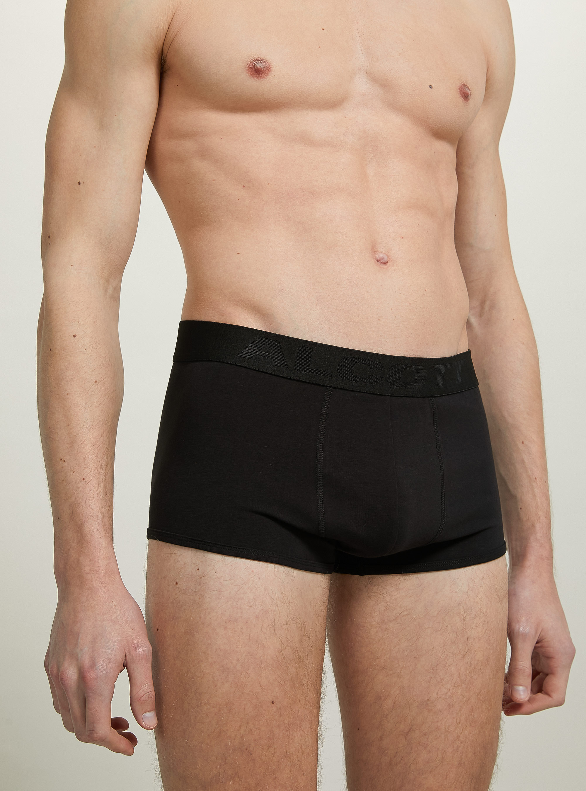 Stretch cotton boxer shorts with logo, BK1 BLACK