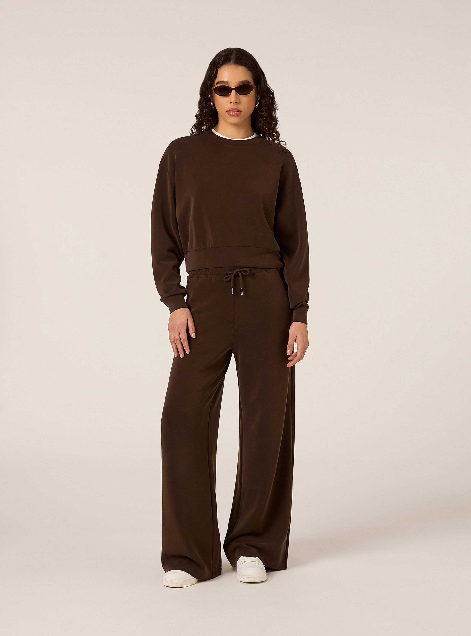 Sweat-shirt doux au toucher, BR1 BROWN DARK