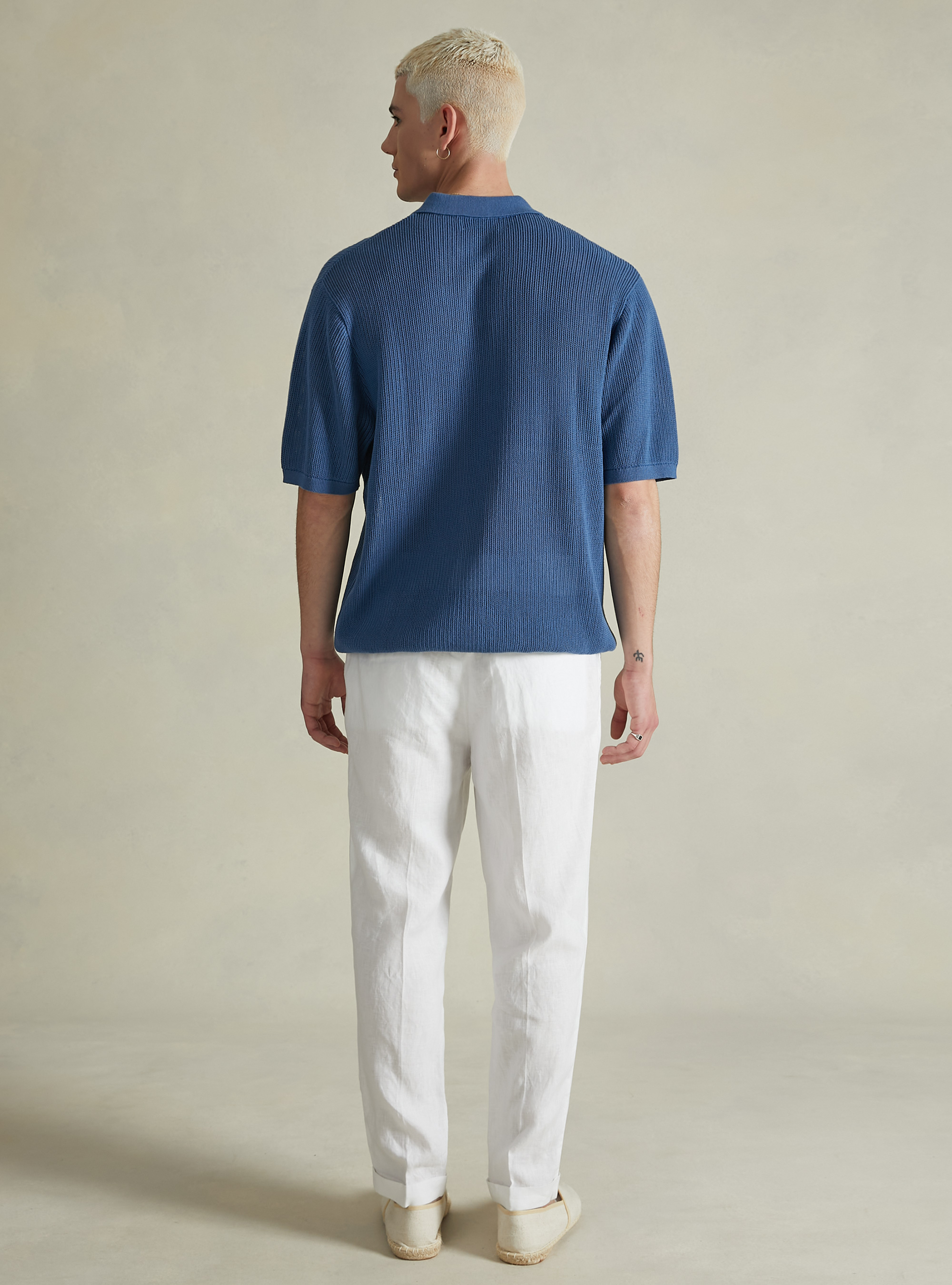 Pull perforé avec col polo, BL2 BLUE MEDIUM