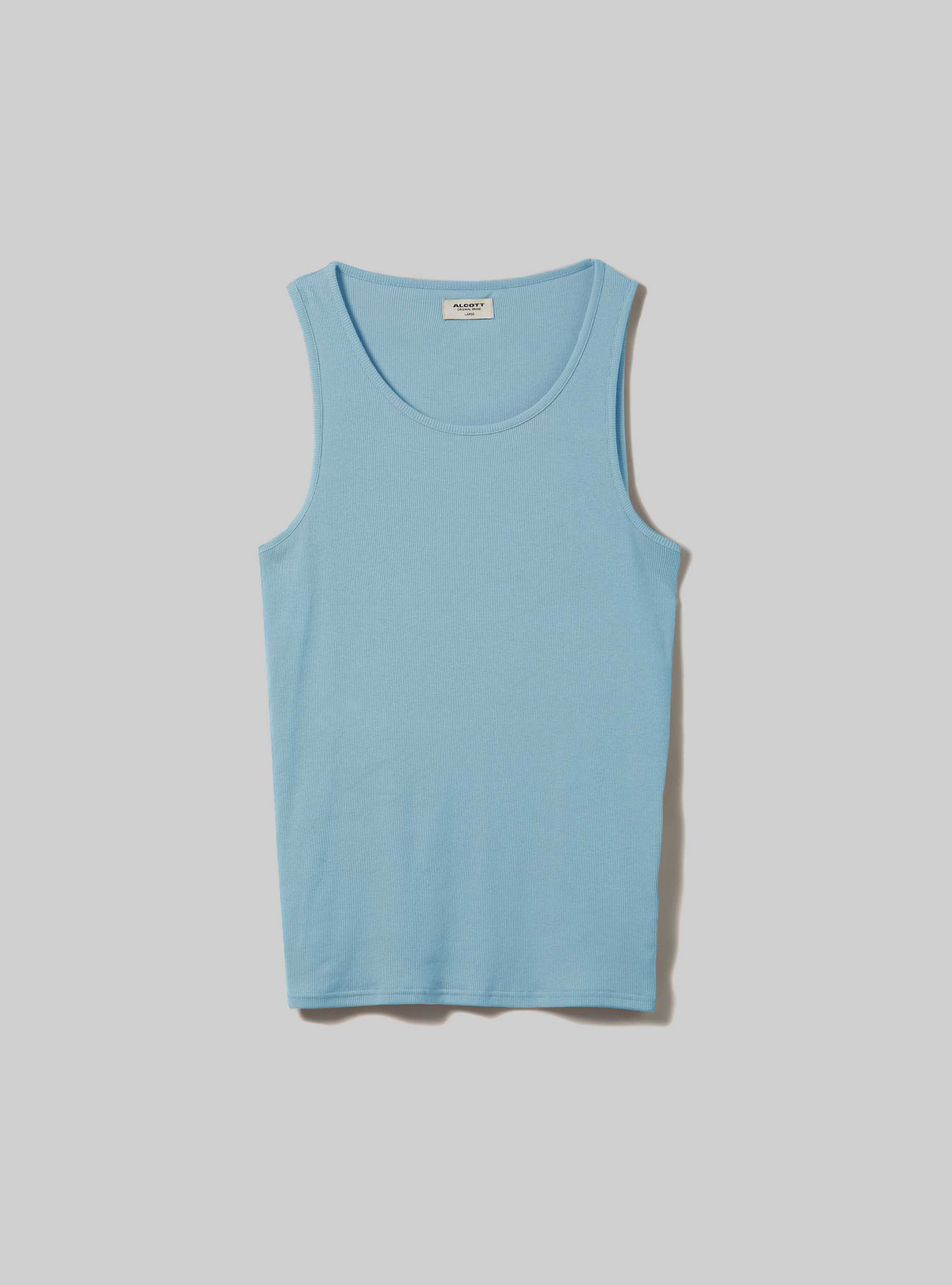 Solid-coloured rib tank top, AZ3 AZURE LIGHT