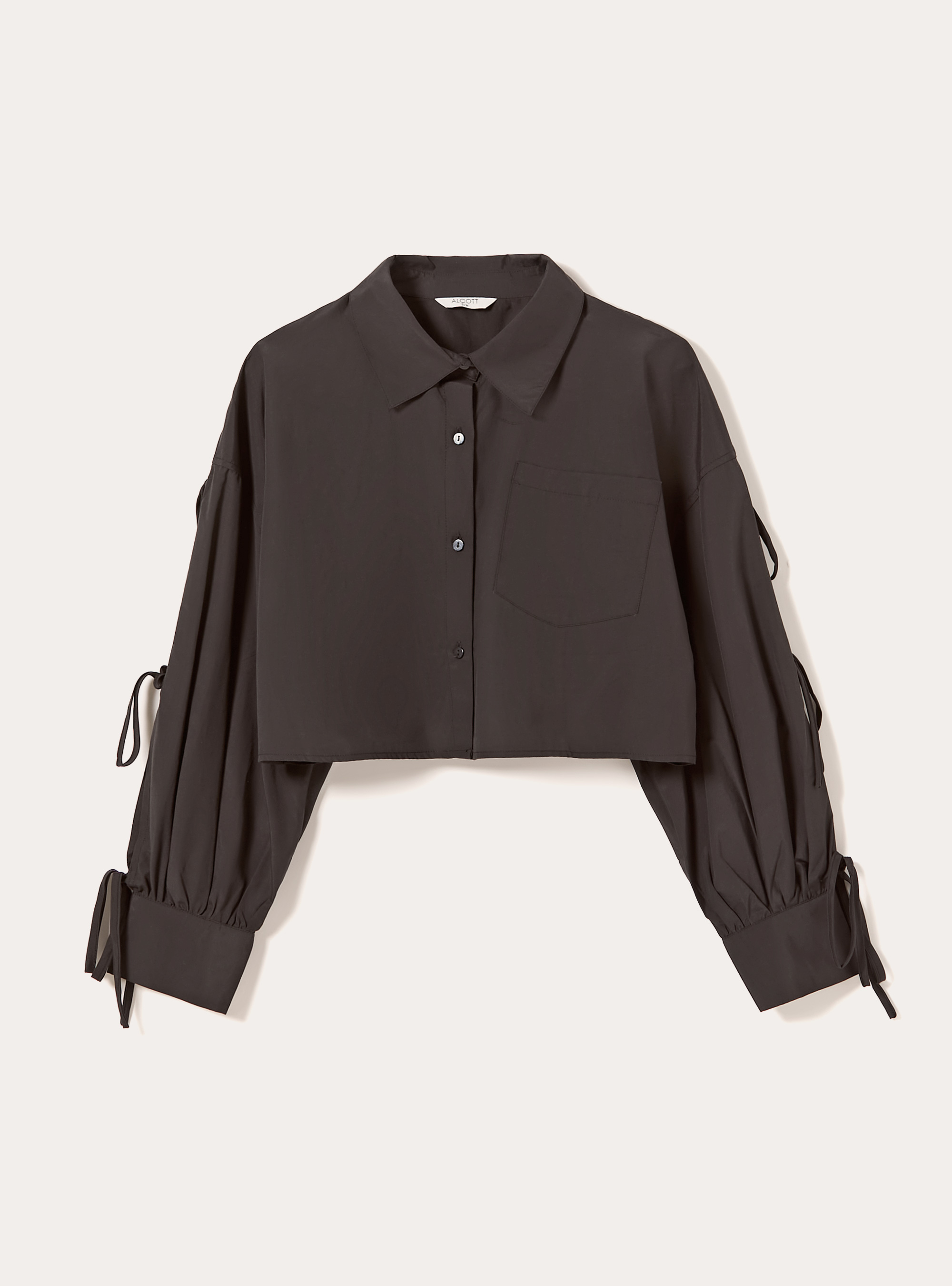 Cropped shirt with bows, BK1 BLACK
