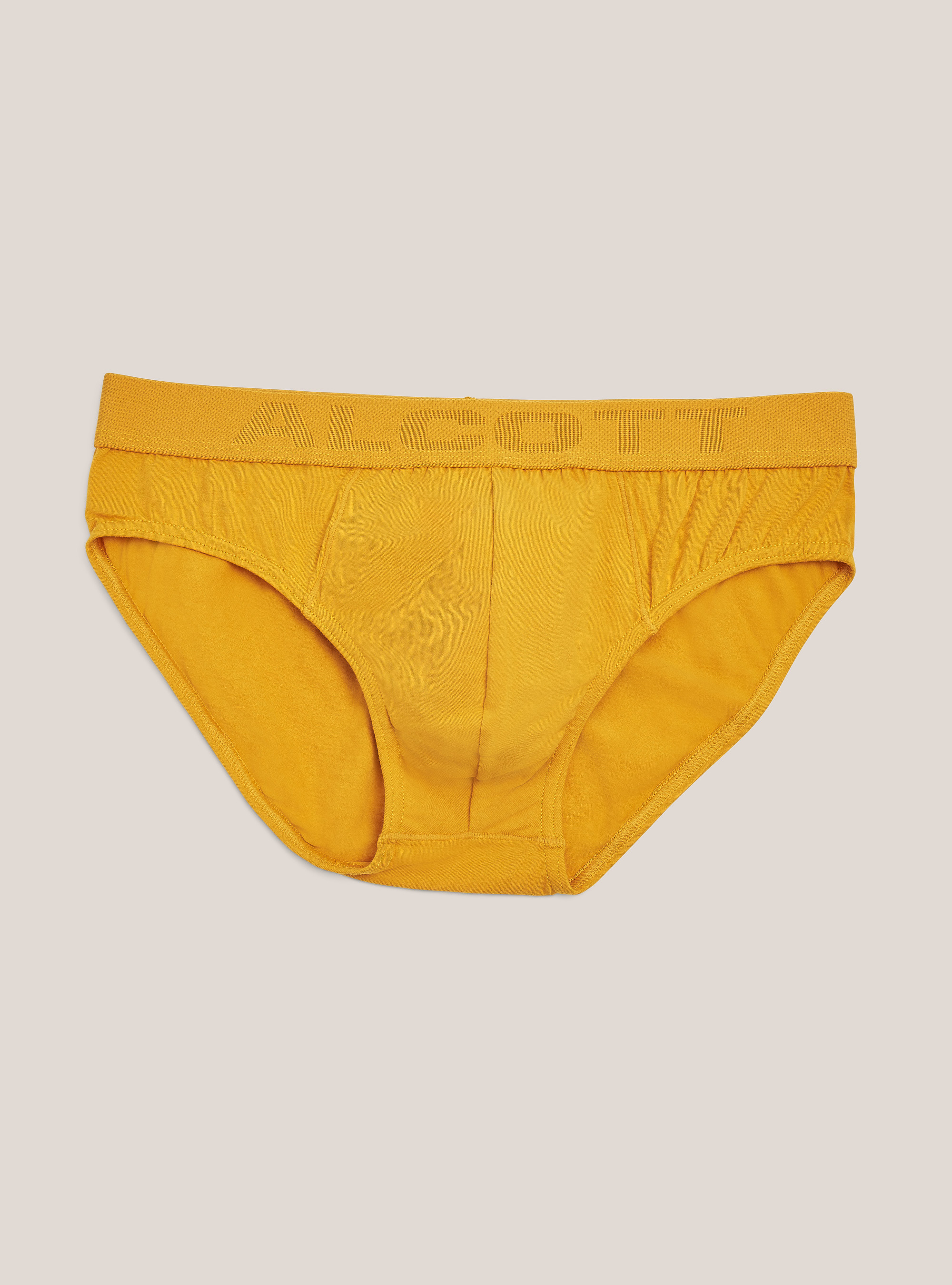 Slip en coton élastique avec logo, C7751 SENAPE