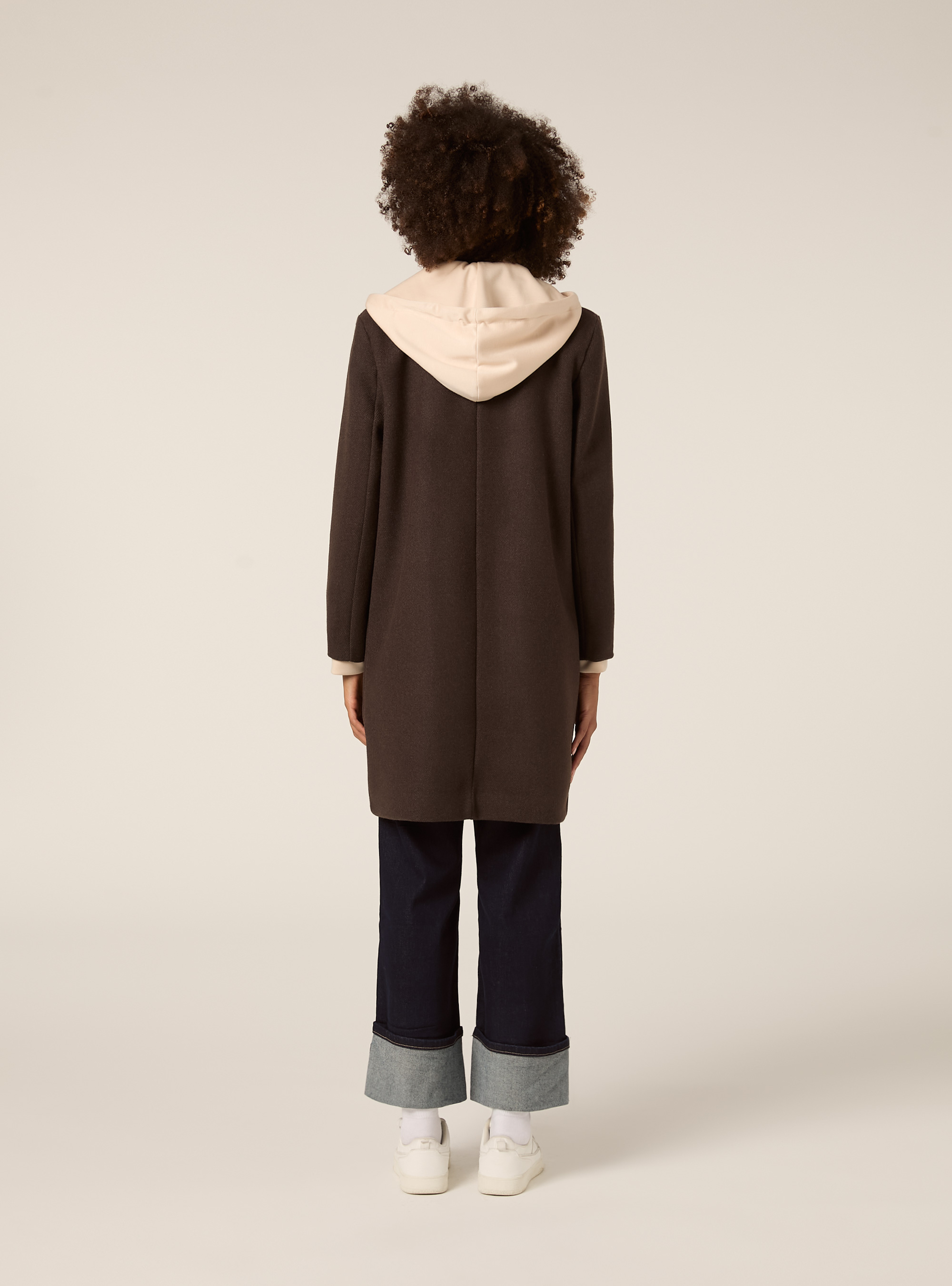 Manteau double tissu, BR1 BROWN DARK