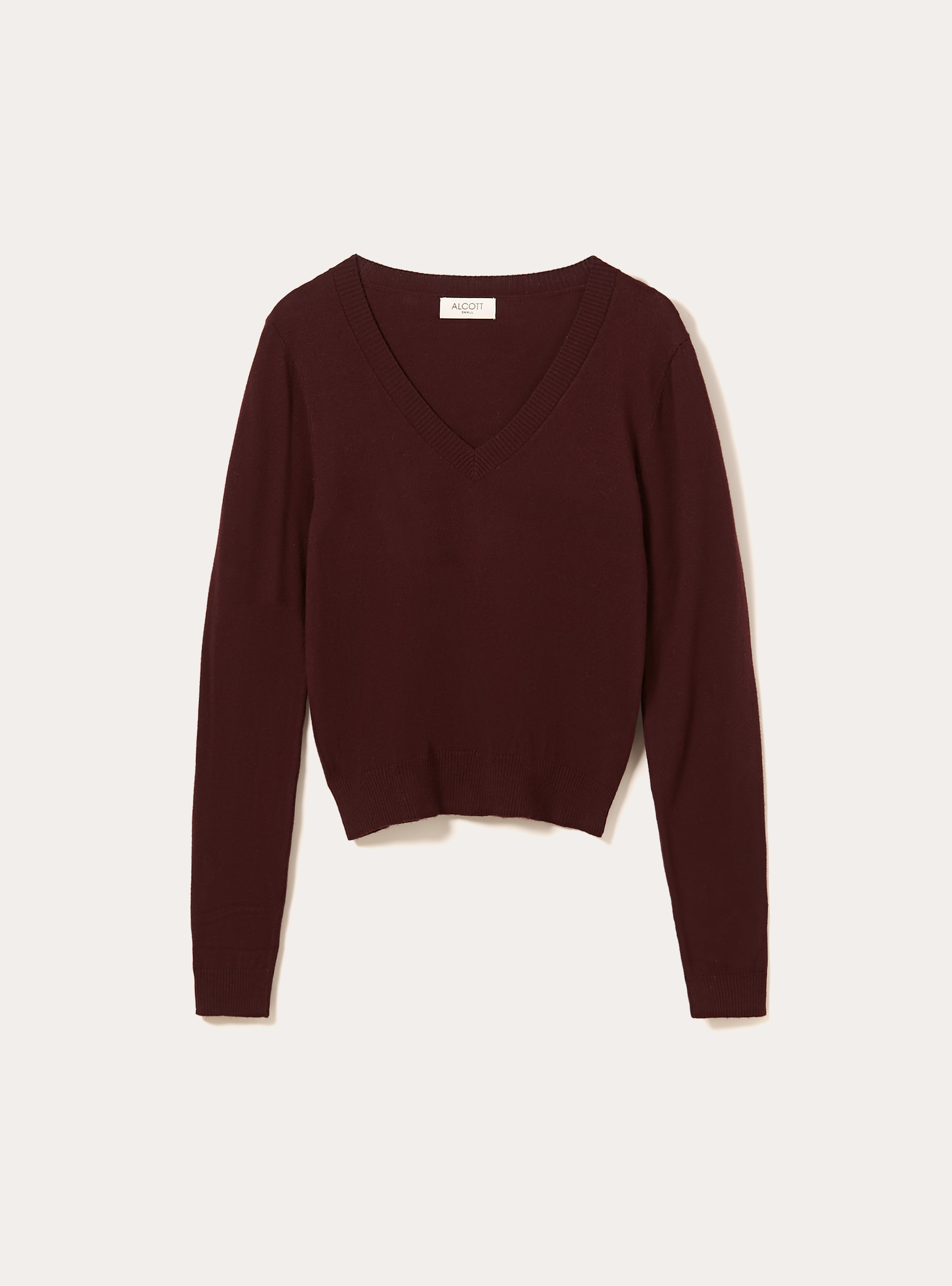 Boxy fit V-neck pullover, BO1 BORDEAUX DARK