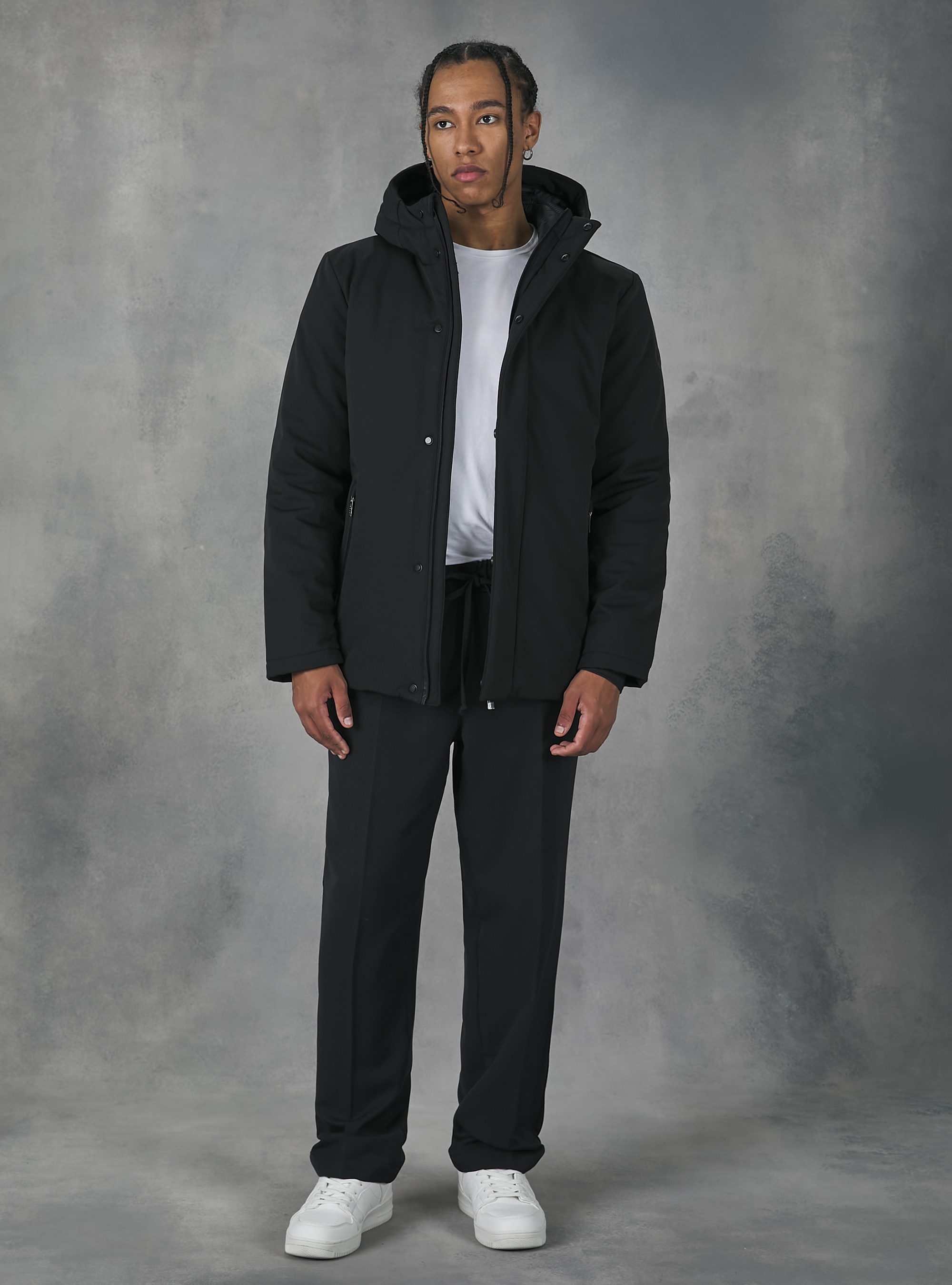 Technical fabric jacket with recycled padding, BK1 BLACK