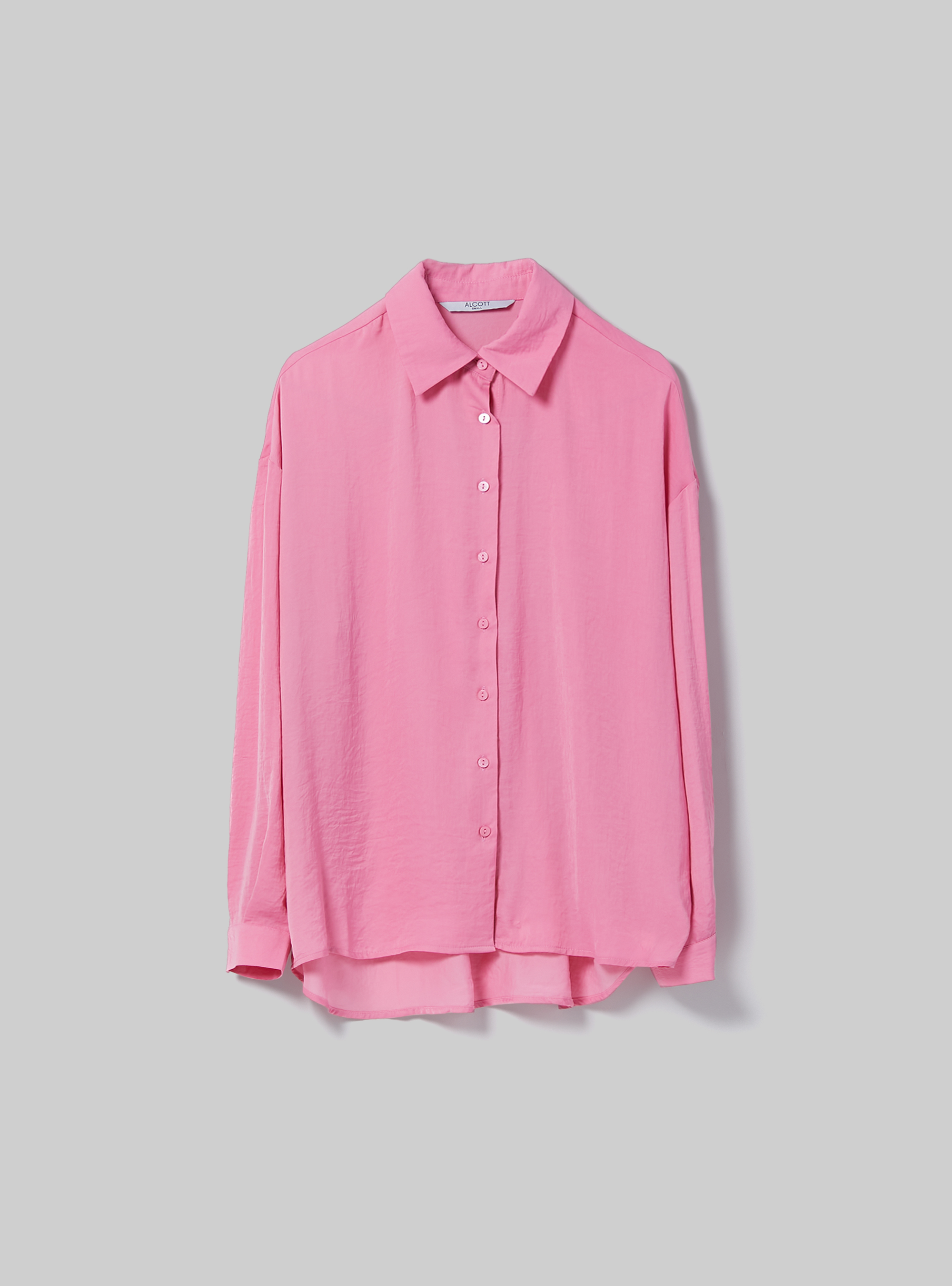 Solid-coloured satin shirt, PK1 PINK DARK