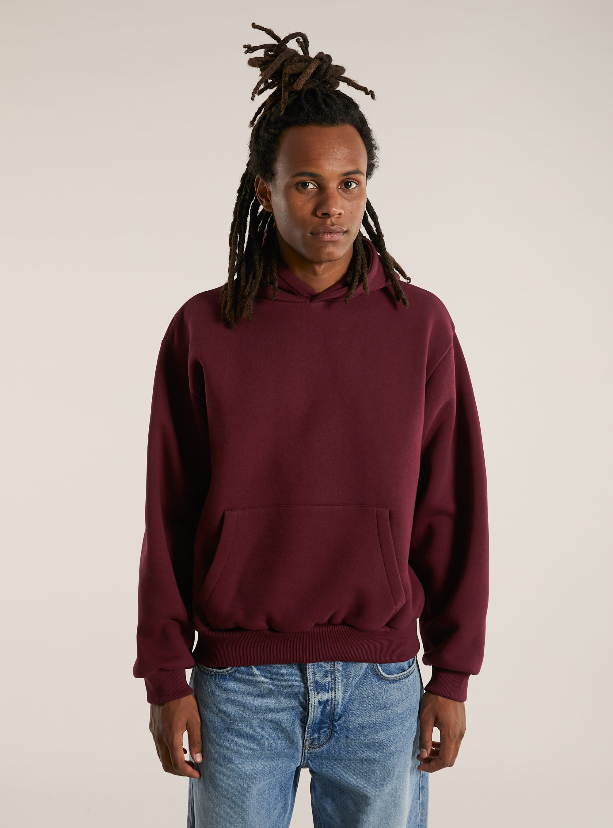 Boxy fit hoodie, BO1 BORDEAUX DARK