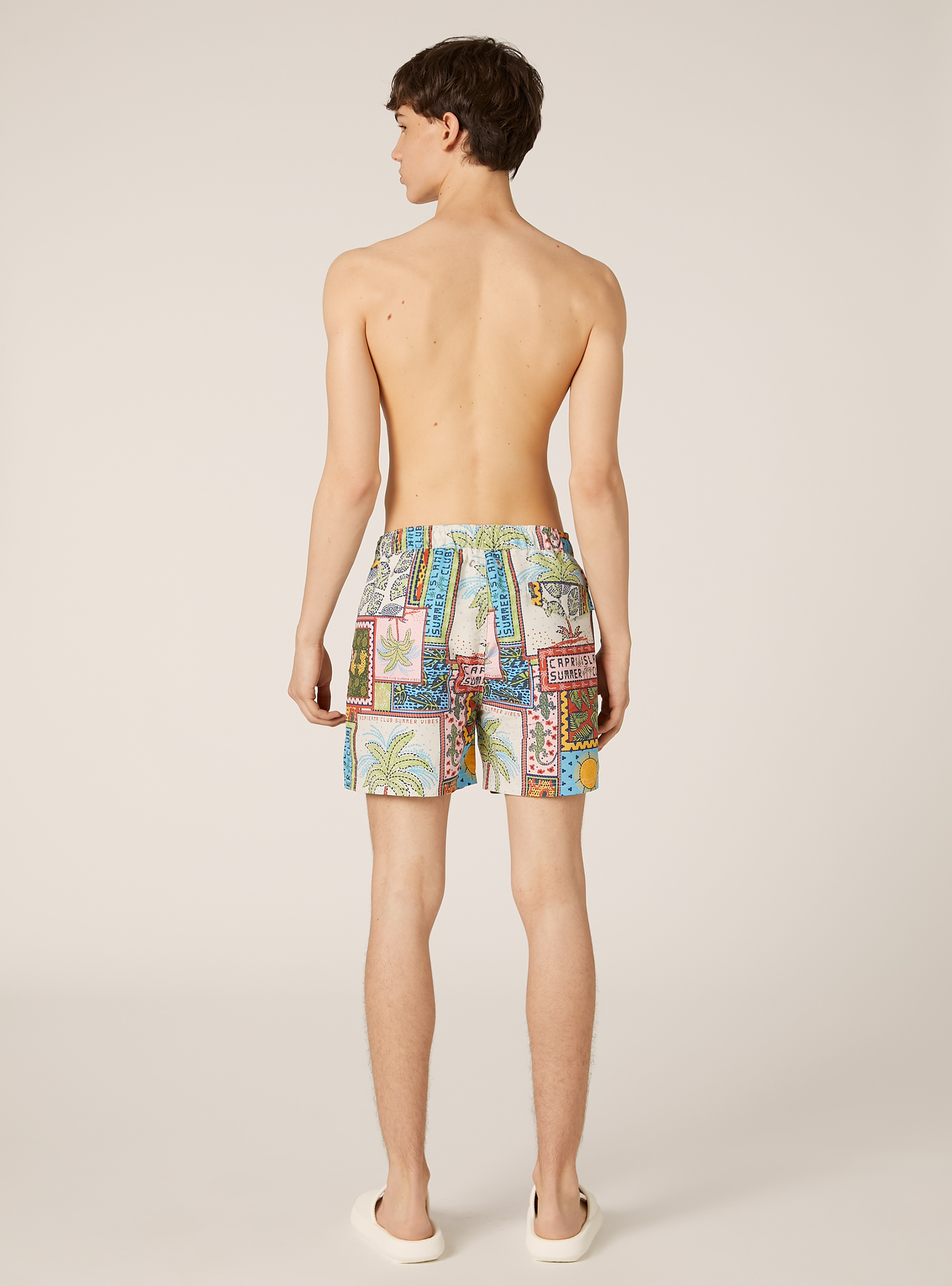 Costume con stampa tropicale, YE2 YELLOW MEDIUM