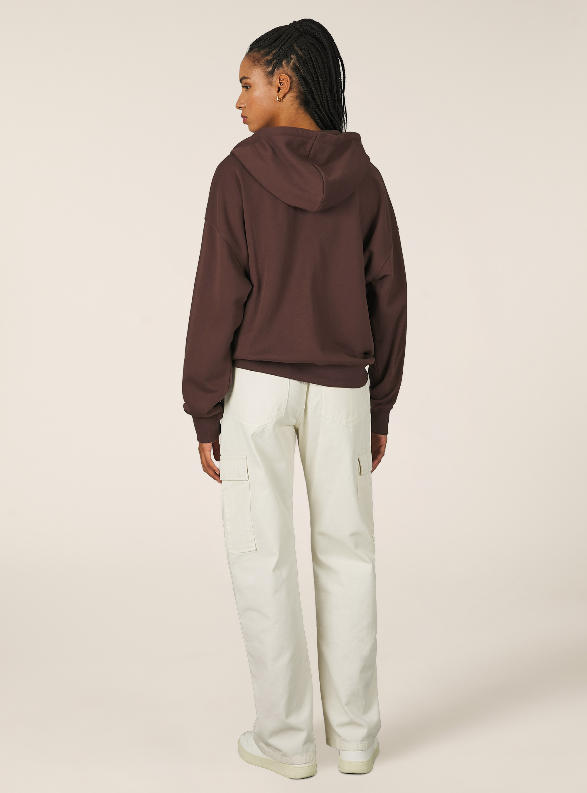 Sweatshirt mit Reißverschluss und Kapuze aus Baumwollfleece, BR2 BROWN MEDIUM