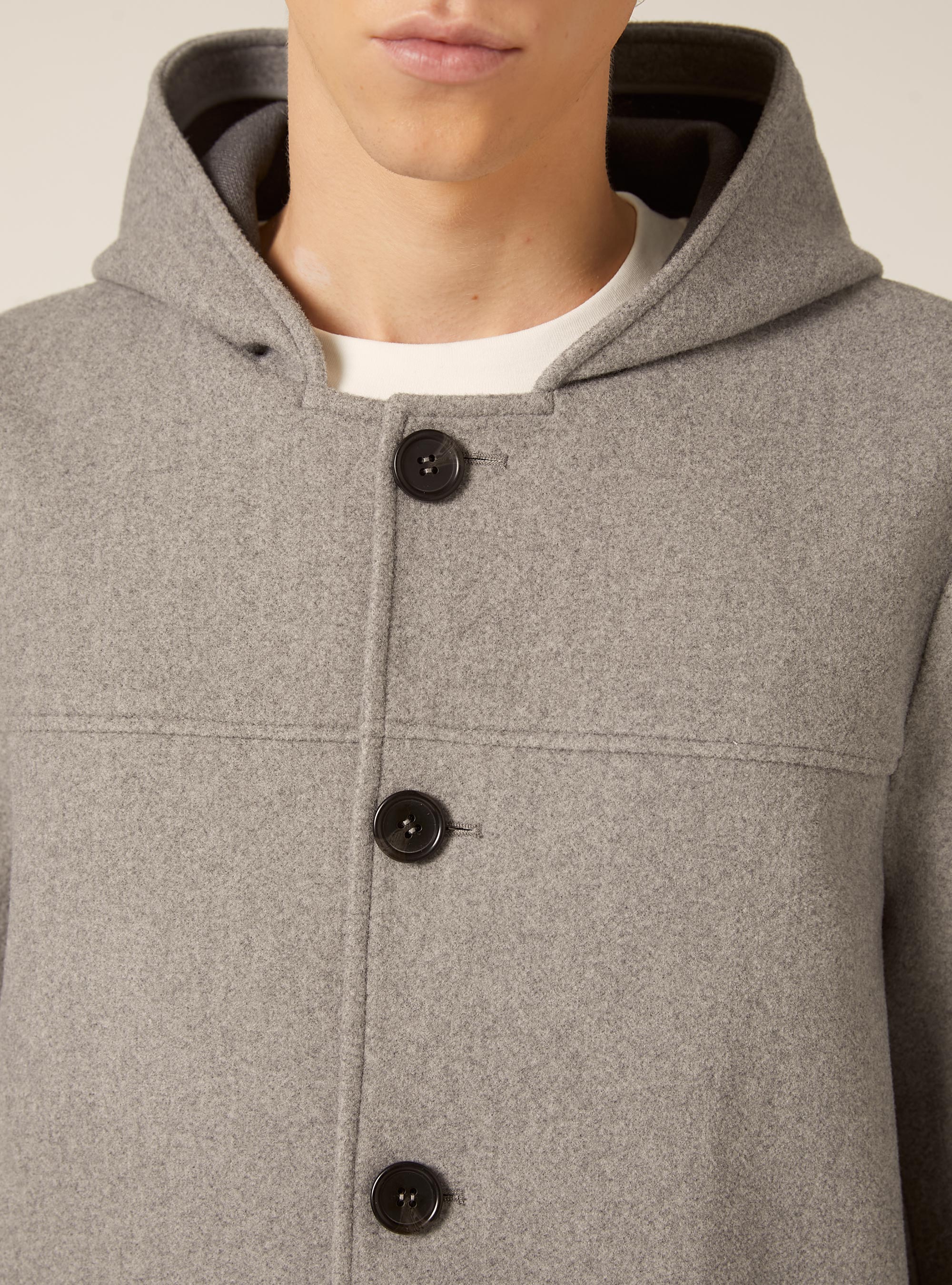 Unlined coat with hood, MGY3 GREY MEL LIGHT