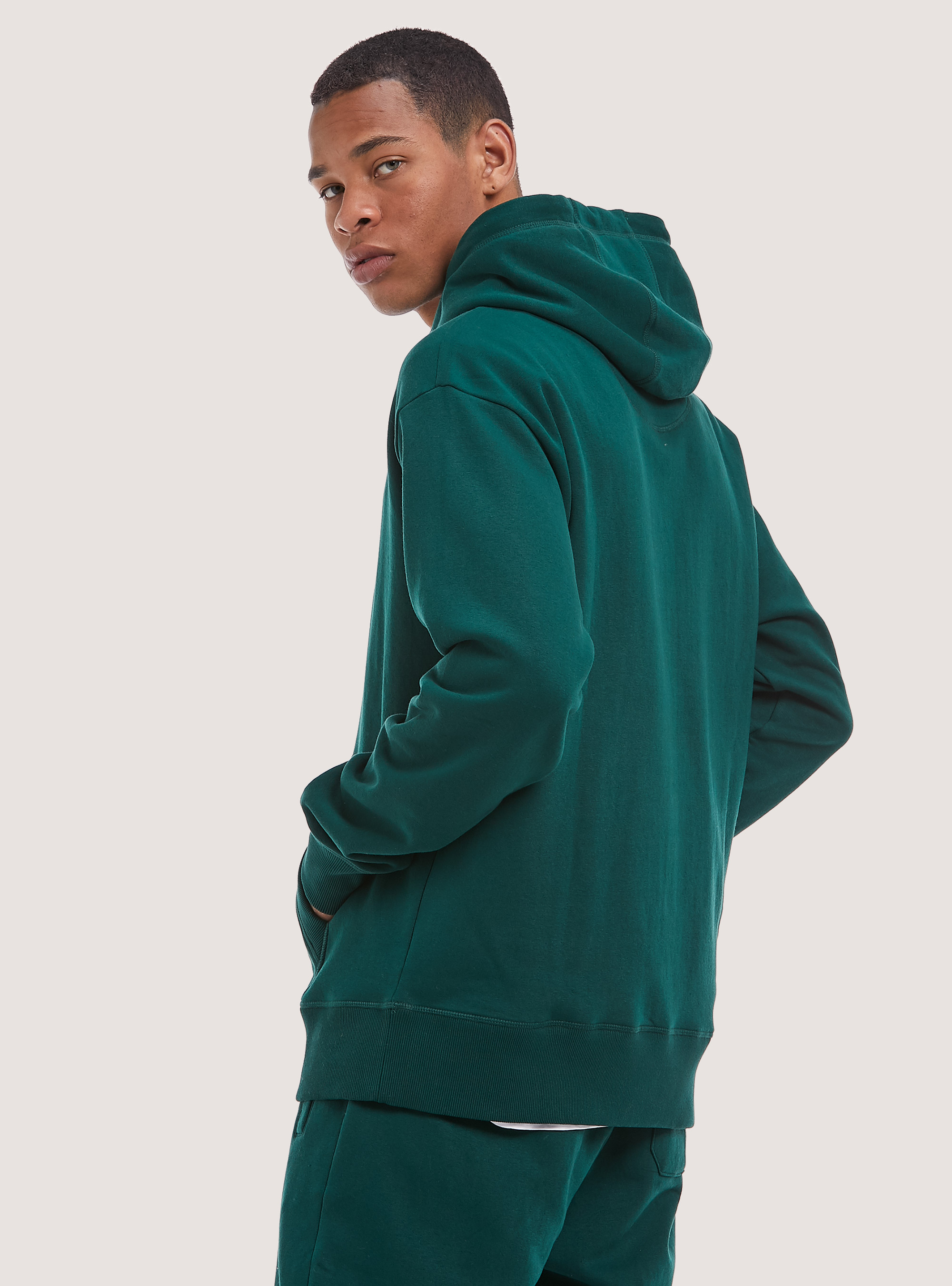 Sweatshirt with hood and pouch pocket, GN1 GREEN DARK