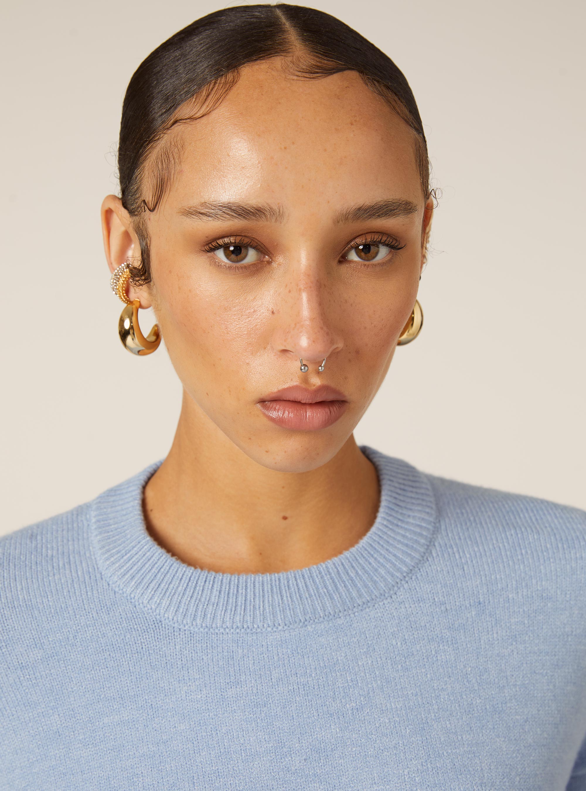 Maglia girocollo basic, MAZ2 AZURE MEL MEDIUM