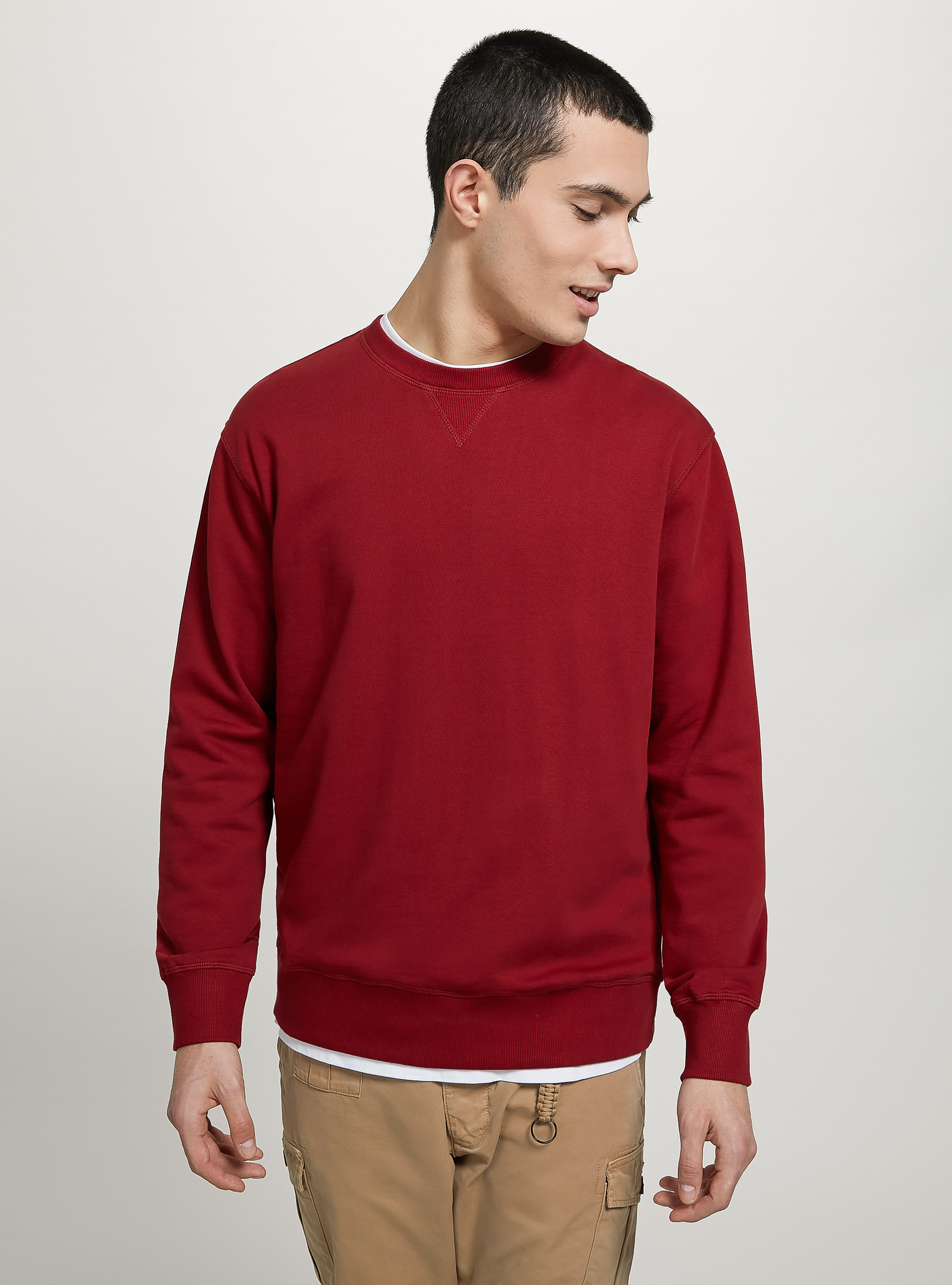 Felpa girocollo tinta unita, BO2 BORDEAUX MEDIUM