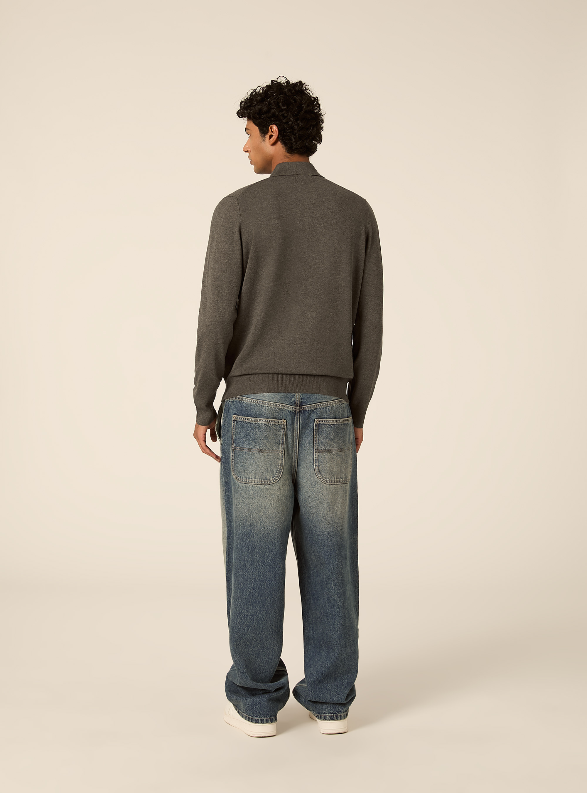 Polo in maglia  in viscosa, MGY1 GREY MEL DARK