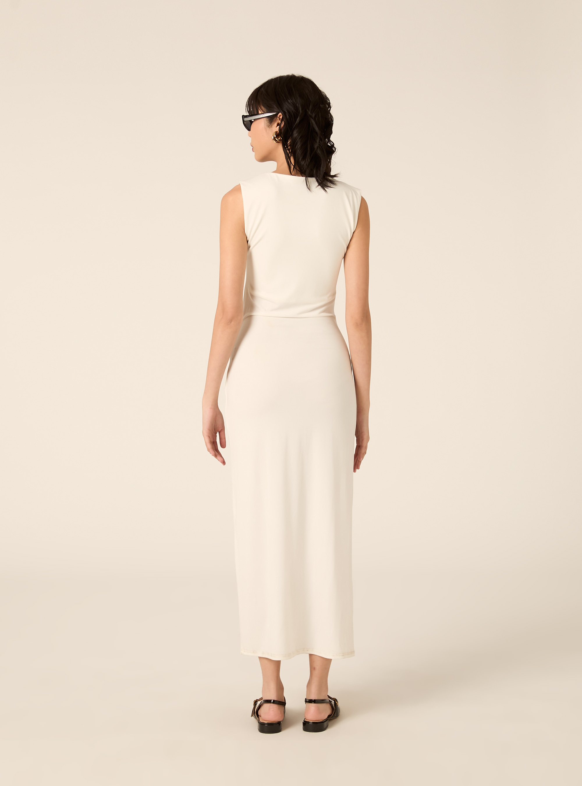 Abito midi con dettaglio, WH2 WHITE