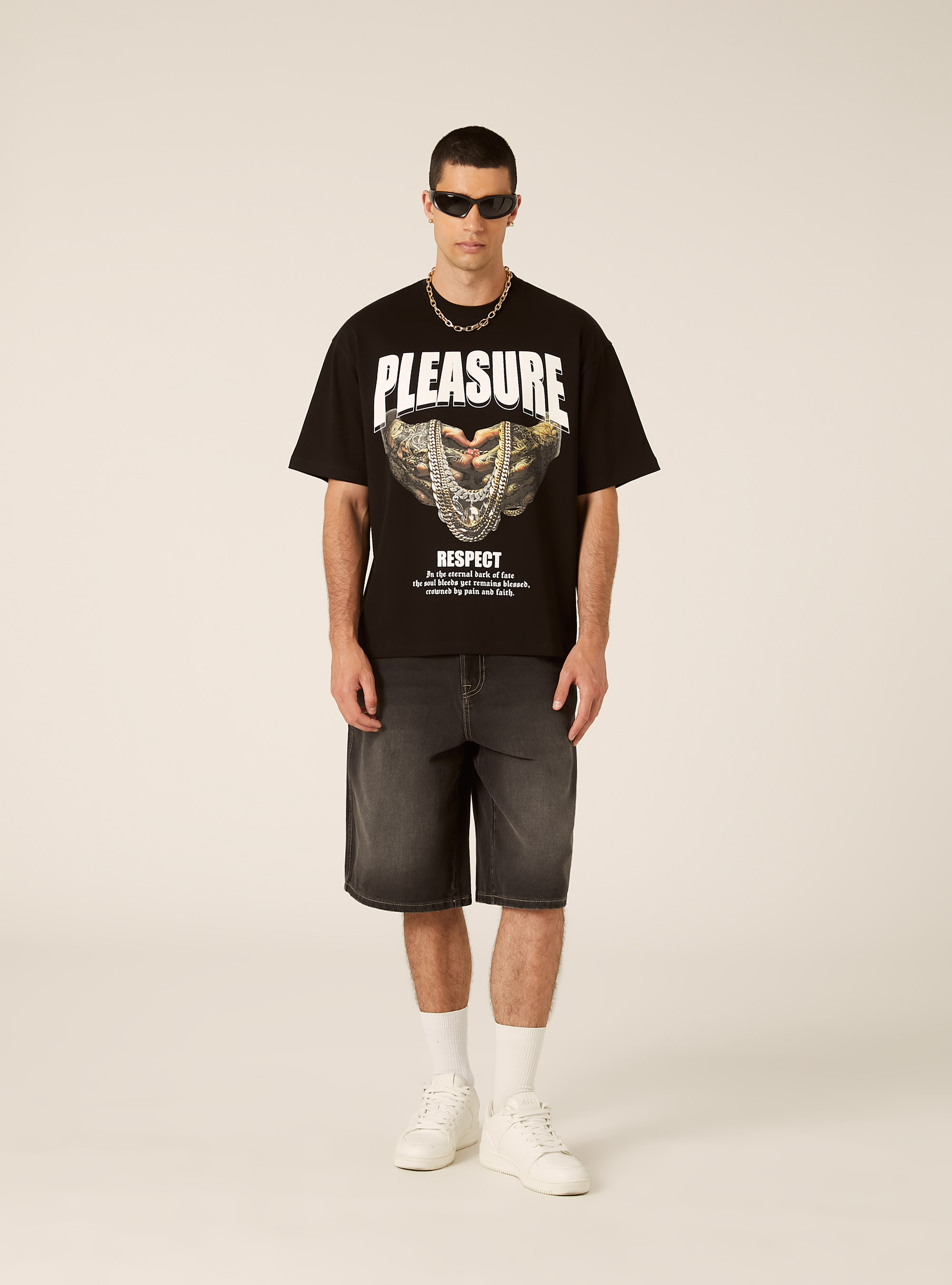 Printed Boxy Fit T-Shirt, BK1 BLACK