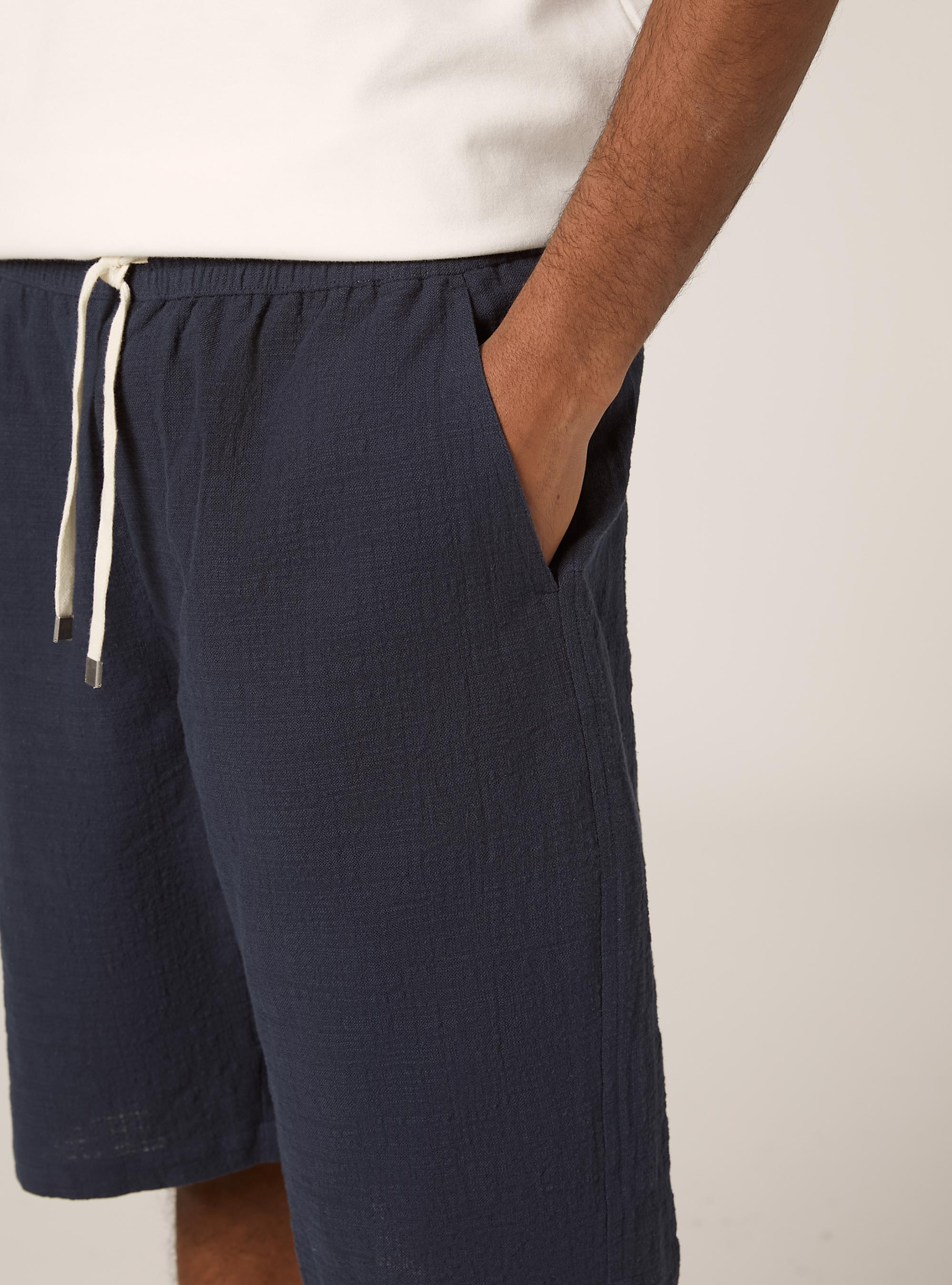 Bermuda en coton avec taille &eacute;lastiqu&eacute;e, NA2 NAVY MEDIUM