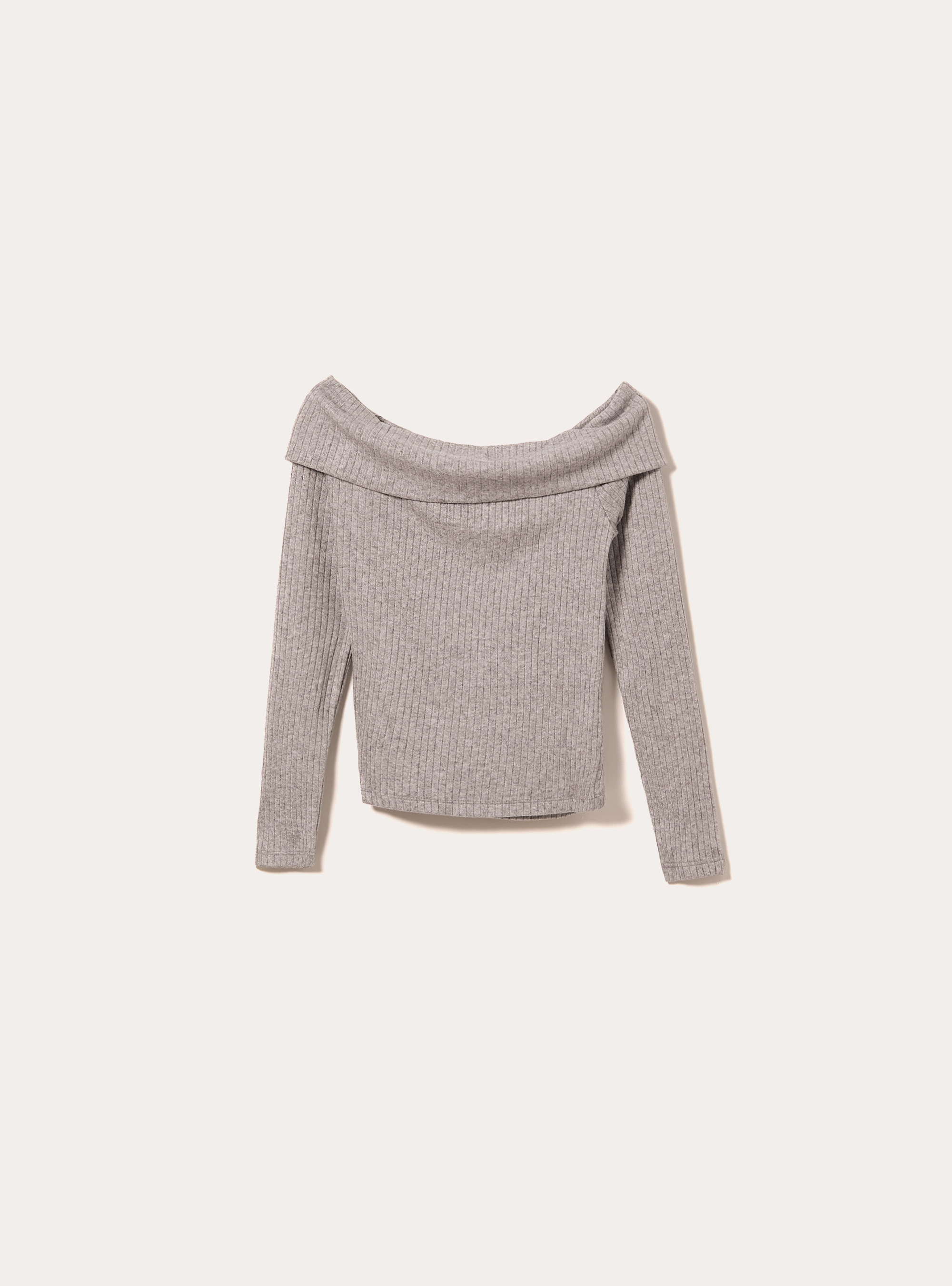 Pullover with ribbed bardot neckline, MGY2 GREY MEL MEDIUM
